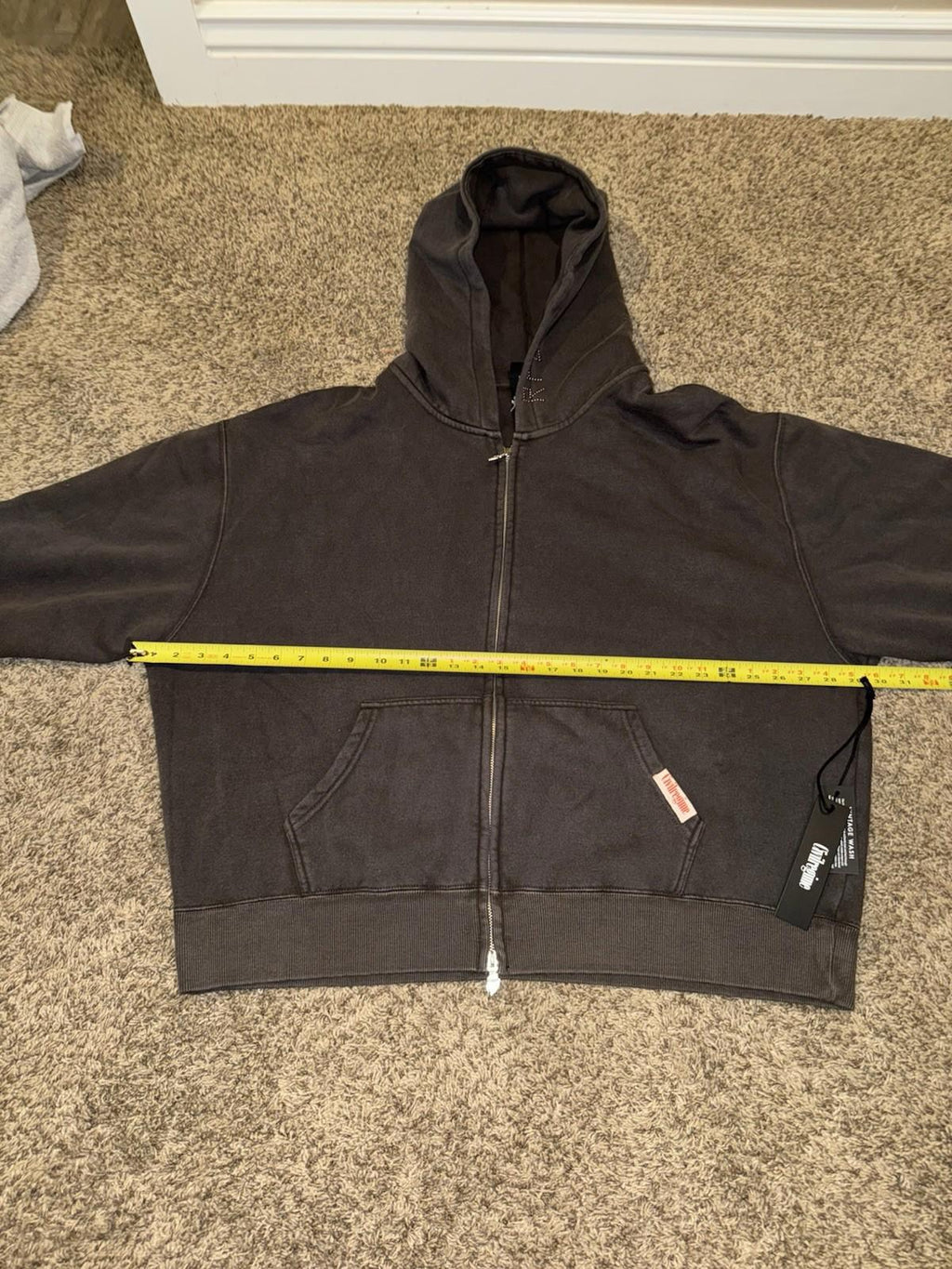CIVIL REGIME CONCRETE SIN ZIP UP HOODIE IN SUN WASH BLACK (XXL)