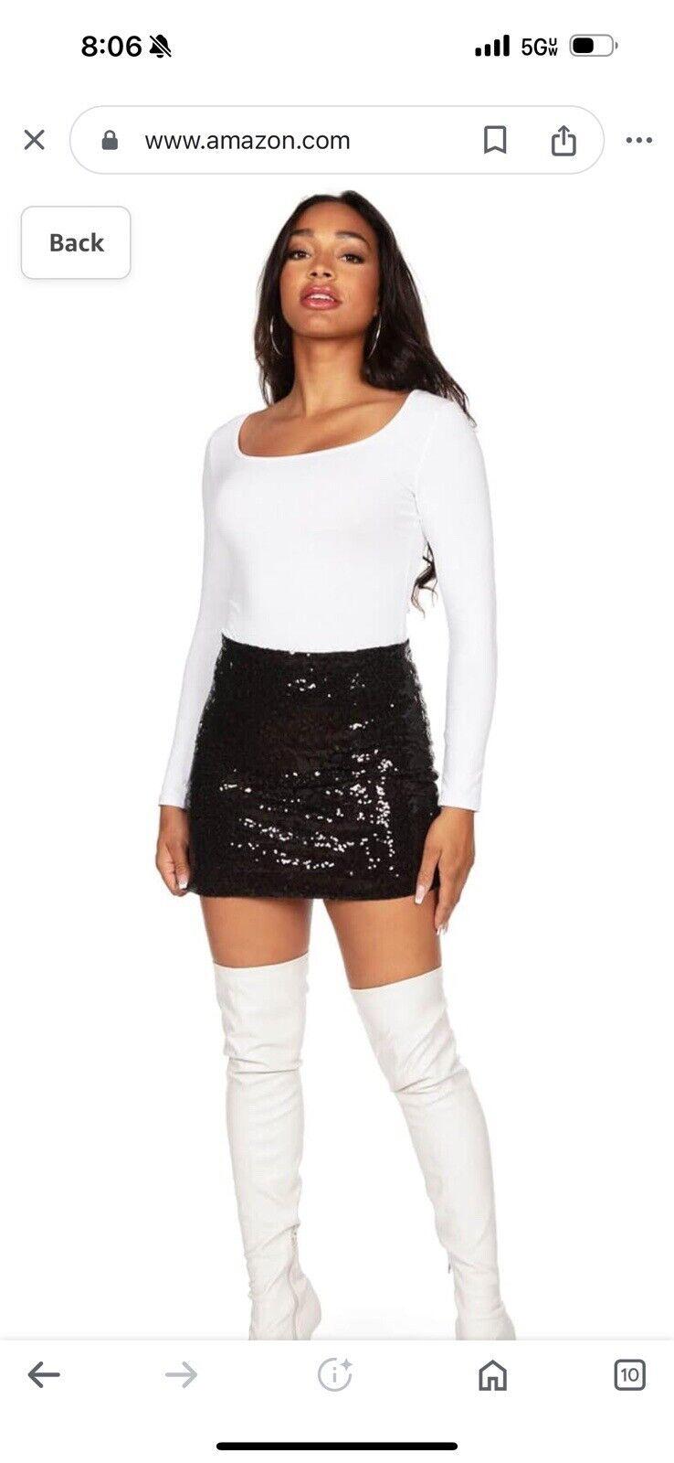 NEW Tipsy Elves Black High Waist Full Sequin Party Mini Skirt Date Night Out SM