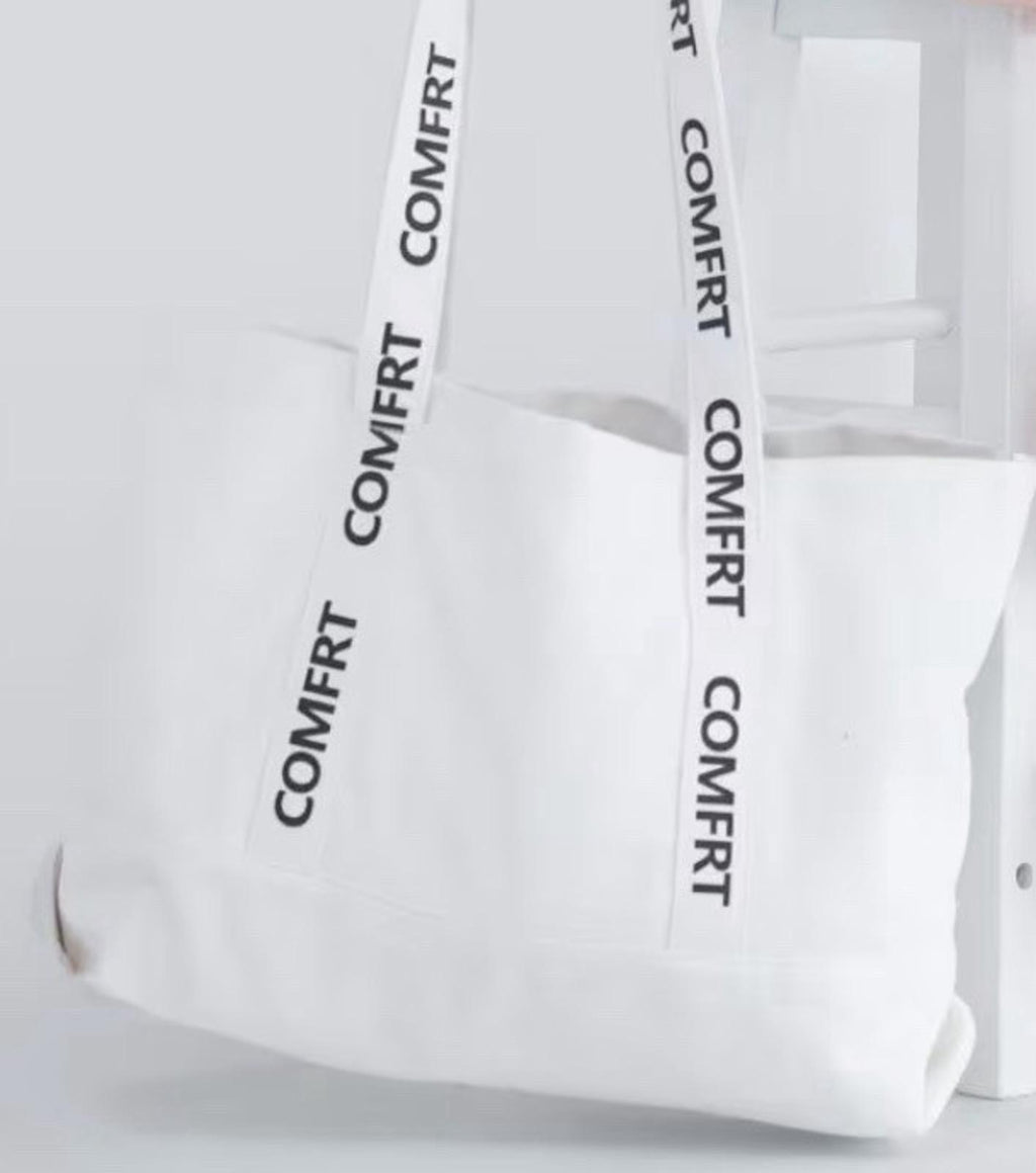 New Comfrt Collection Logo Canvas Cloud White Tote Bag New In Pkg