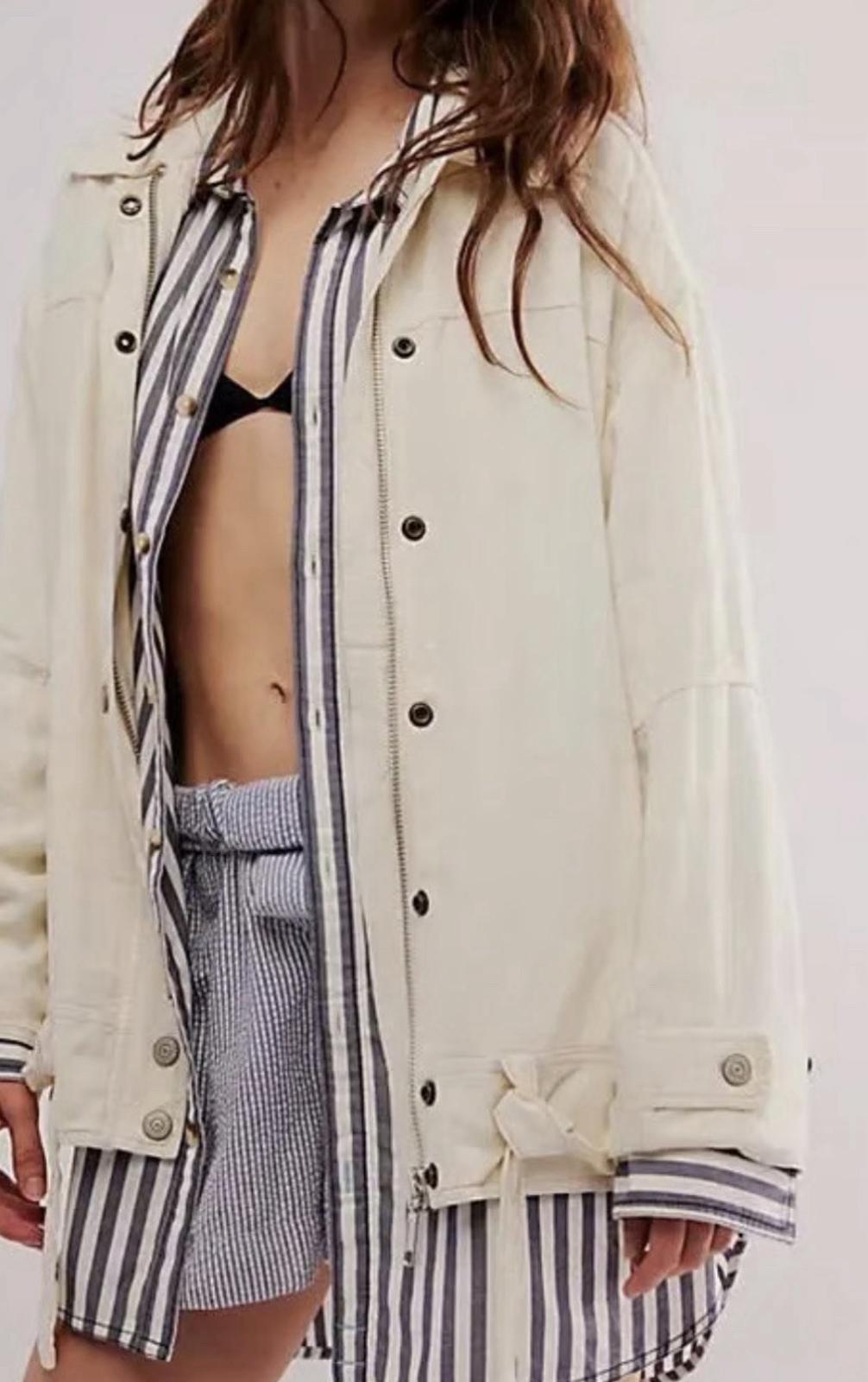NEW WE THE FREE LOLA LINEN JACKET  WET PLASTER Small NEW