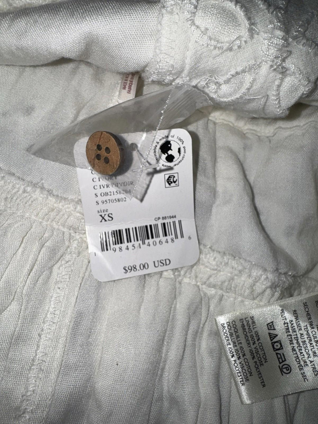 Free People Roselle Eyelet Mini Skirt in Ivory Size XS NWT
