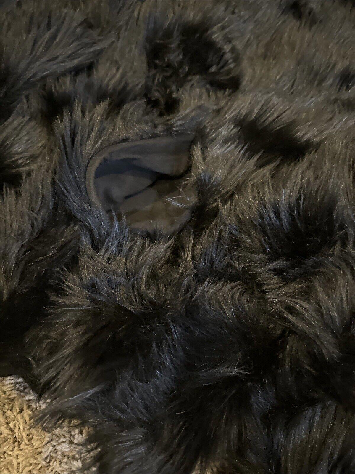 Free People All night faux fur black jacket medium new