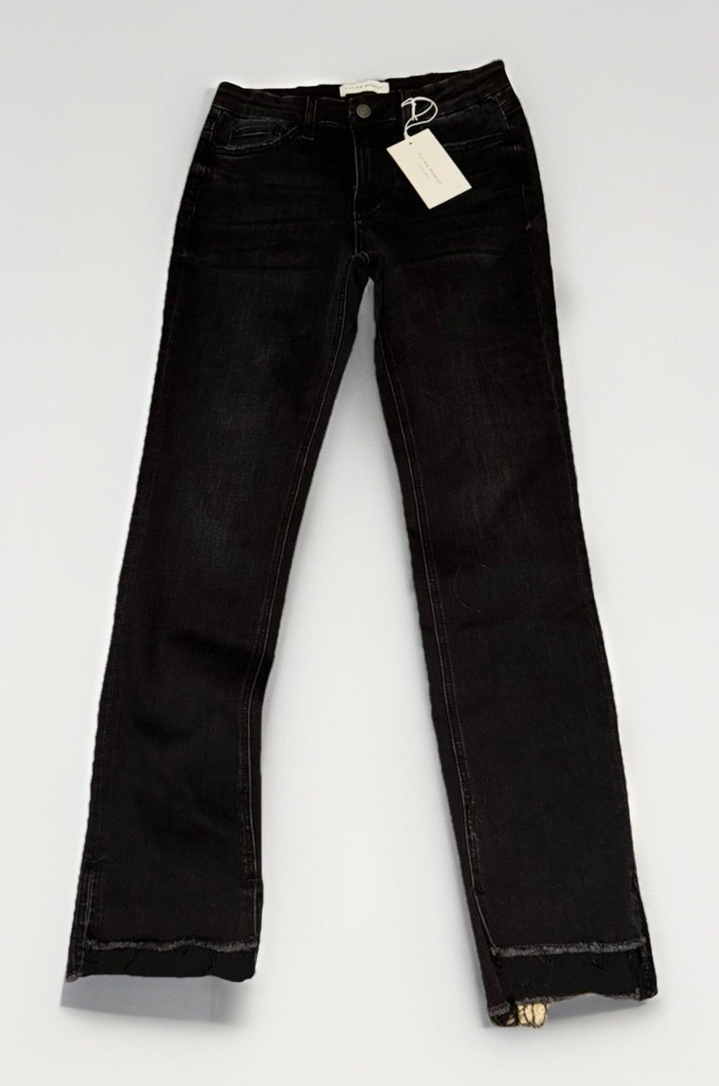 Flying Monkey Delta Dawn - BLACK LABEL Straight Crop Uneven Hem Jeans Sz 28 NEW