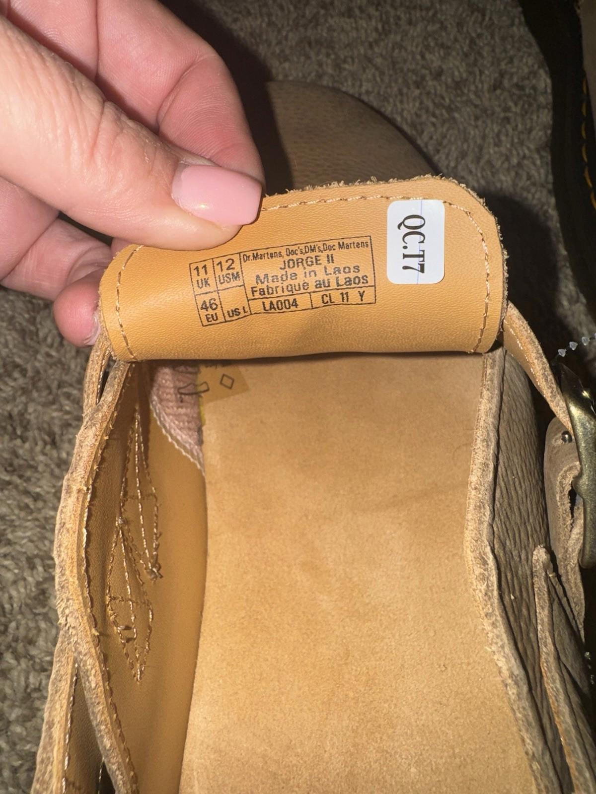 Dr Martens Jorge II Tumbled Nubuck Savannah Tan Leather Slingback Mules Sz 12