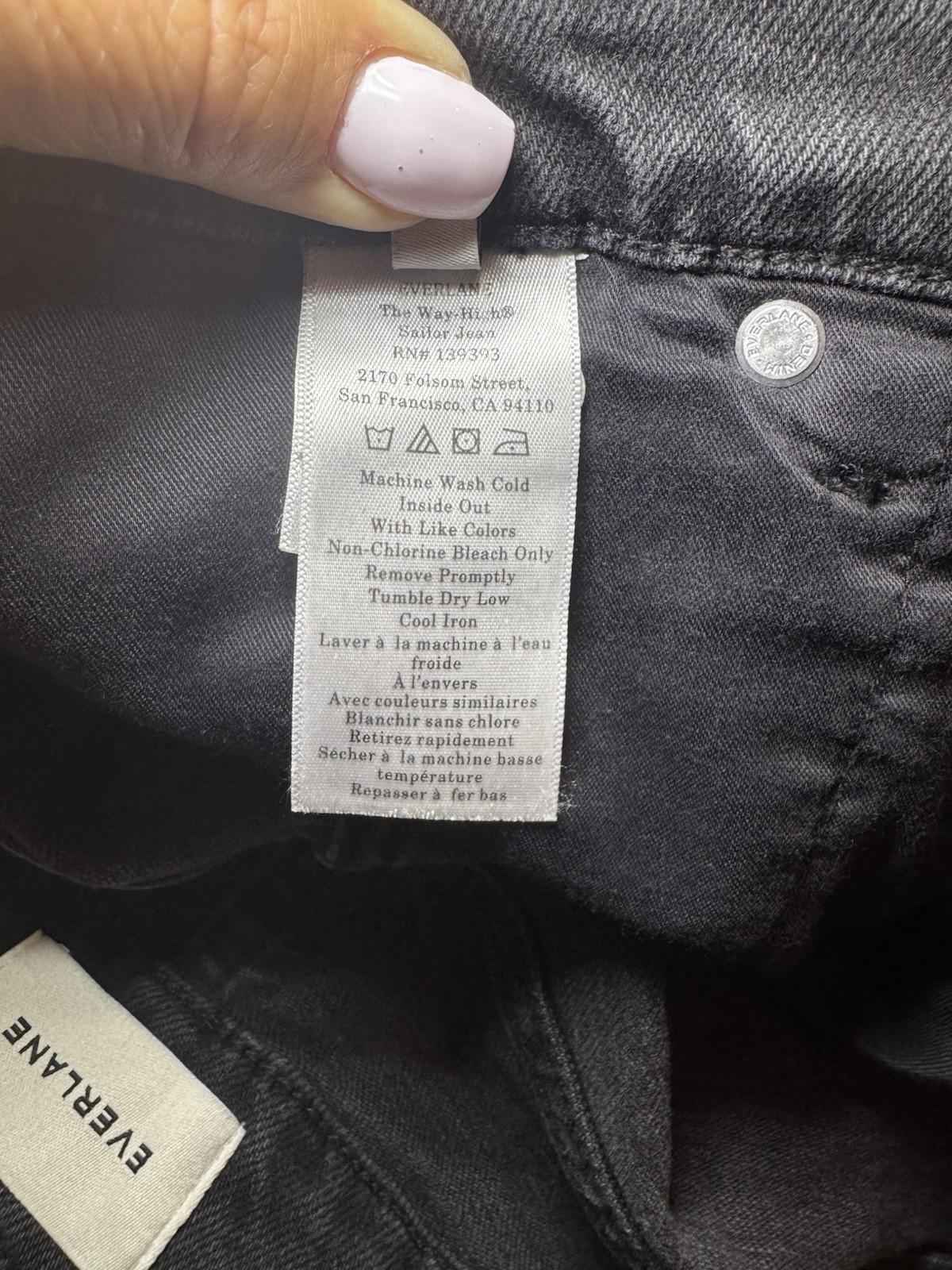 EVERLANE black Jeans Womens 28R Way-High Sailor Jean Wide Leg Stretch Denim NEW