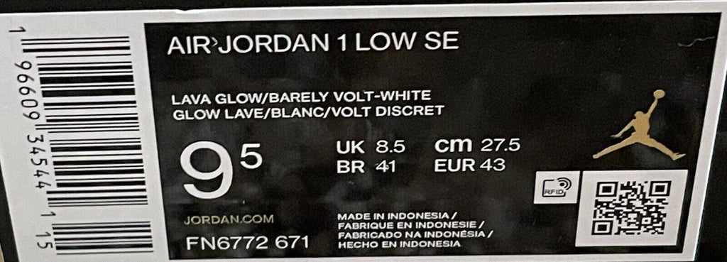 Nike Air Jordan 1 SE Low Lava Glow/White/Barely Volt Men's