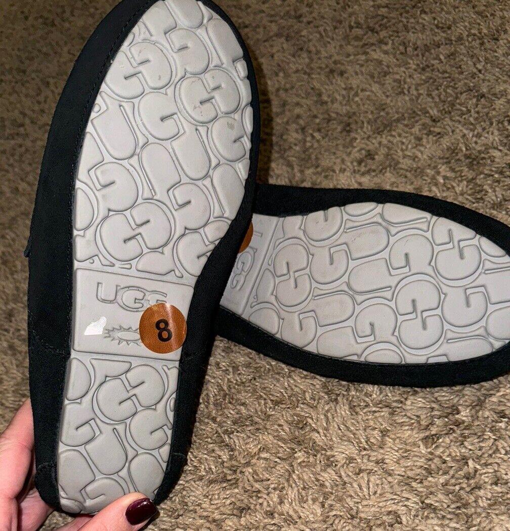 UGG Men's Ascot Slippers Sheepskin Suede Black Grey fur SZ 8