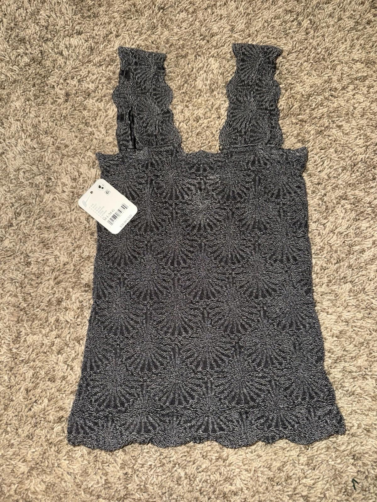 NEW! FREE PEOPLE Stretch Fit Love Letter Cami Women's Sz M-L Black NWT