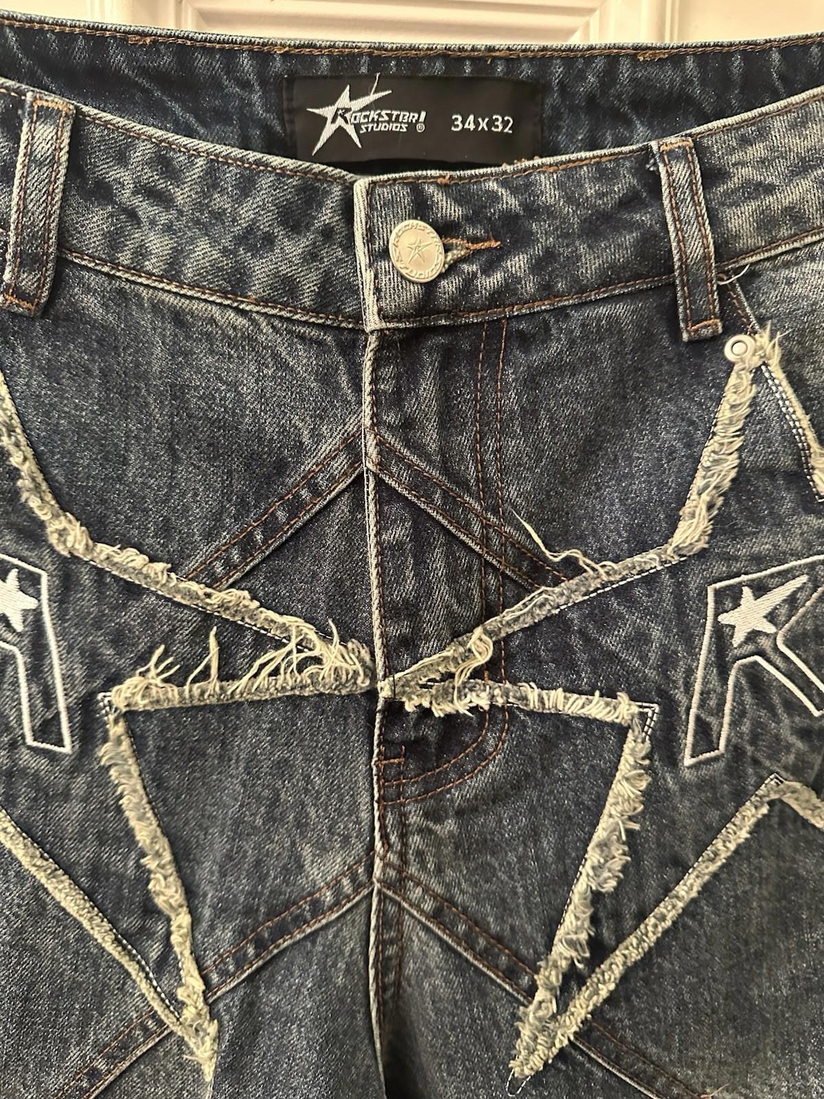 NEW! Rockstar Studios Logo pocket convertible jeans 34 X 32 NWOT