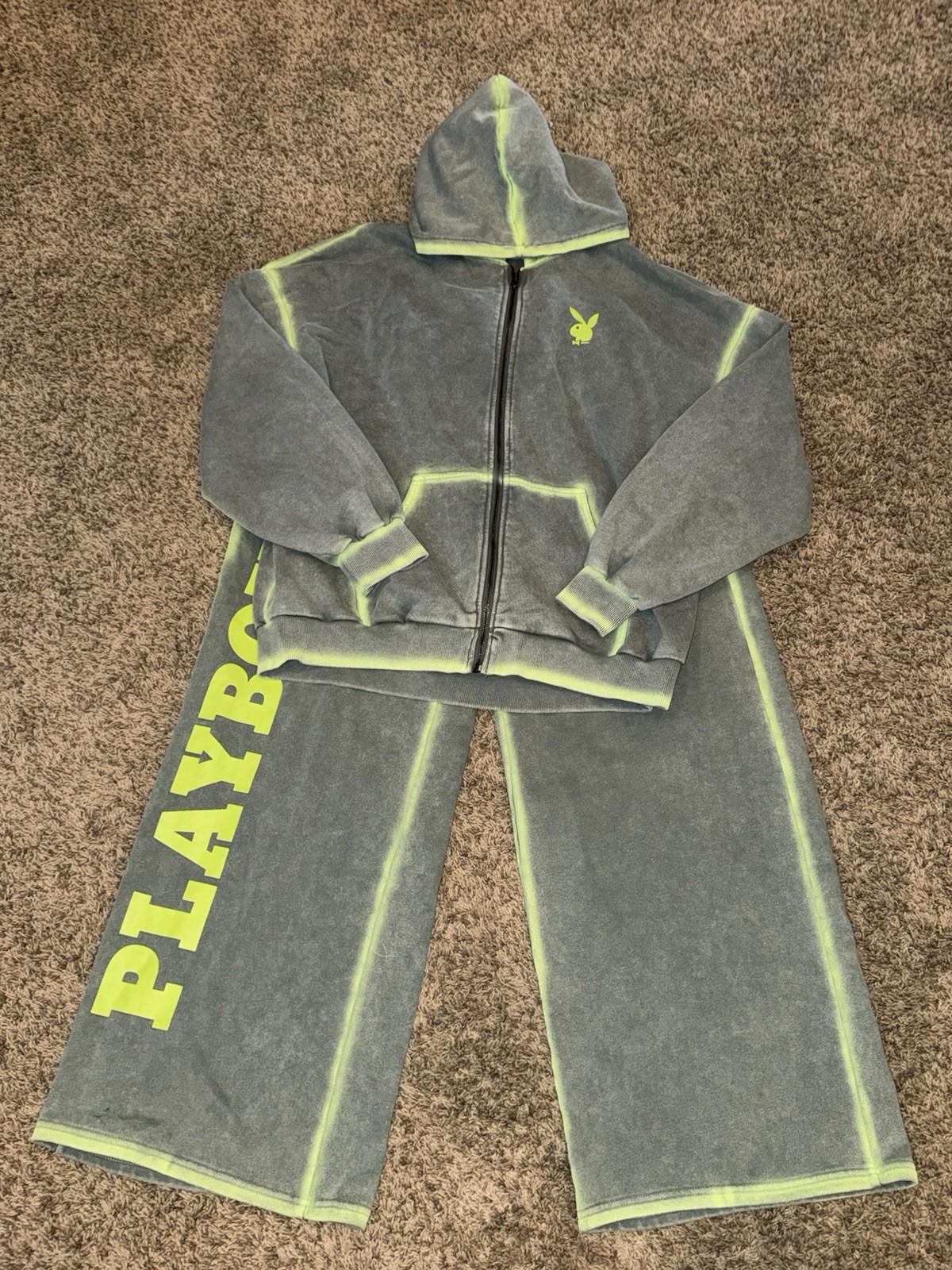 RARE Playboy X Missguided NEW Spray Effect XL Logo Sweatsuit Tracksuit NEW!