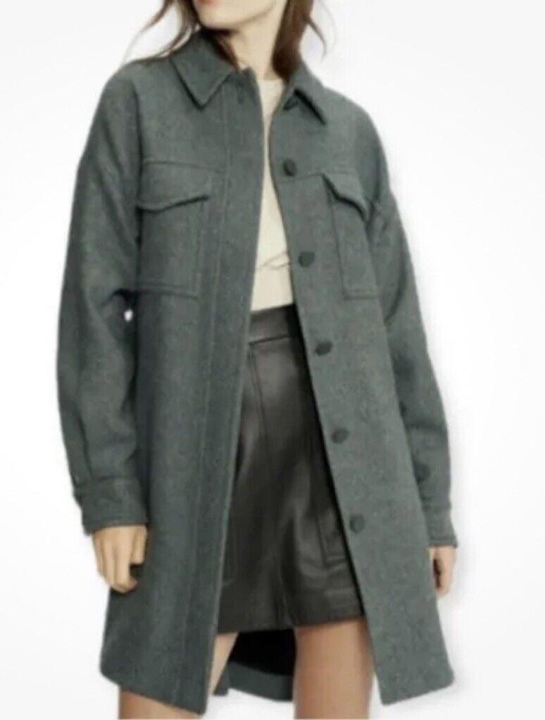 TED BAKER Wool Blend Emerii Belted Oversized Shacket Sz6