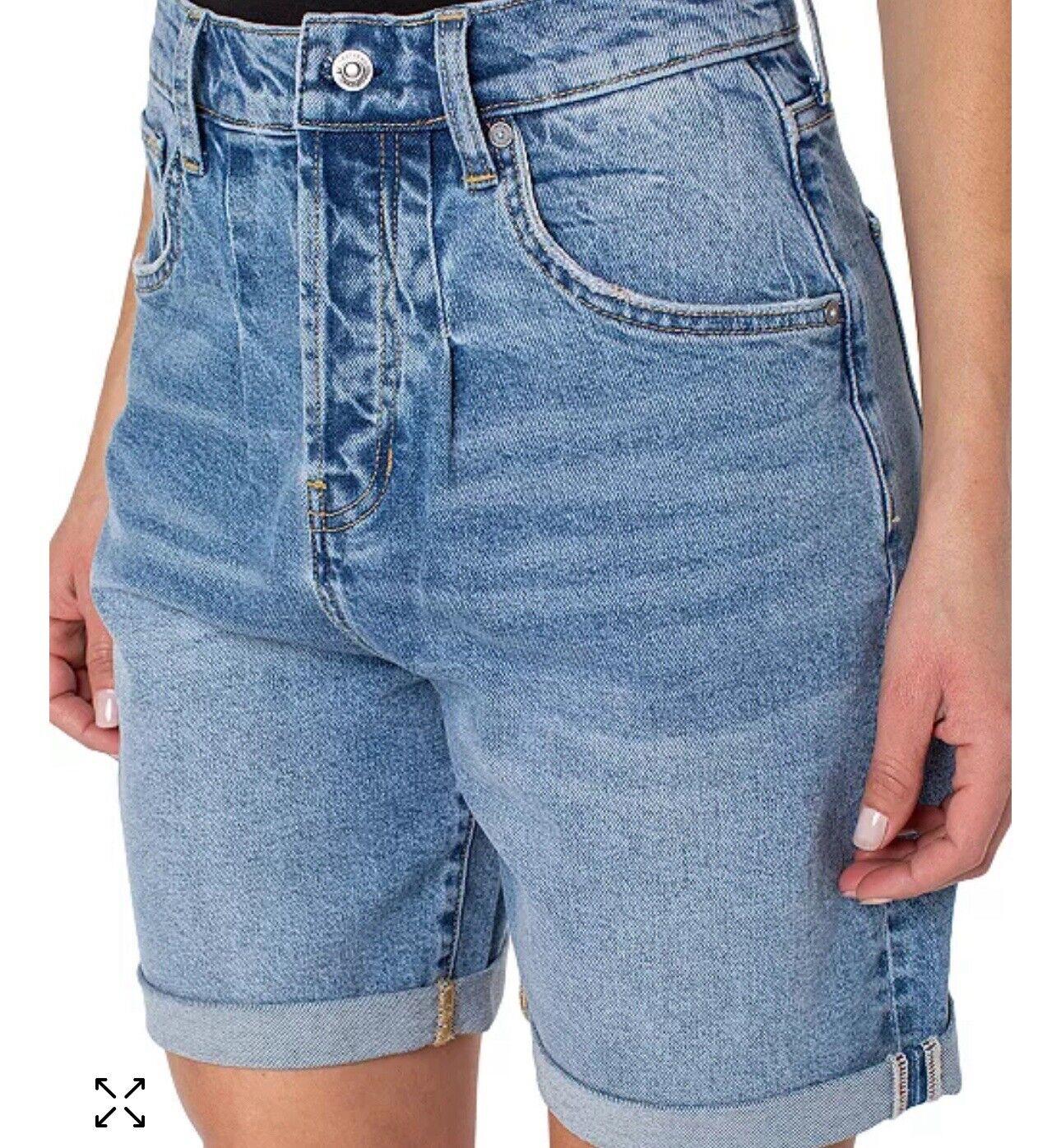 Earnest Womens Button Fly High Rise Denim Shorts Sz 32