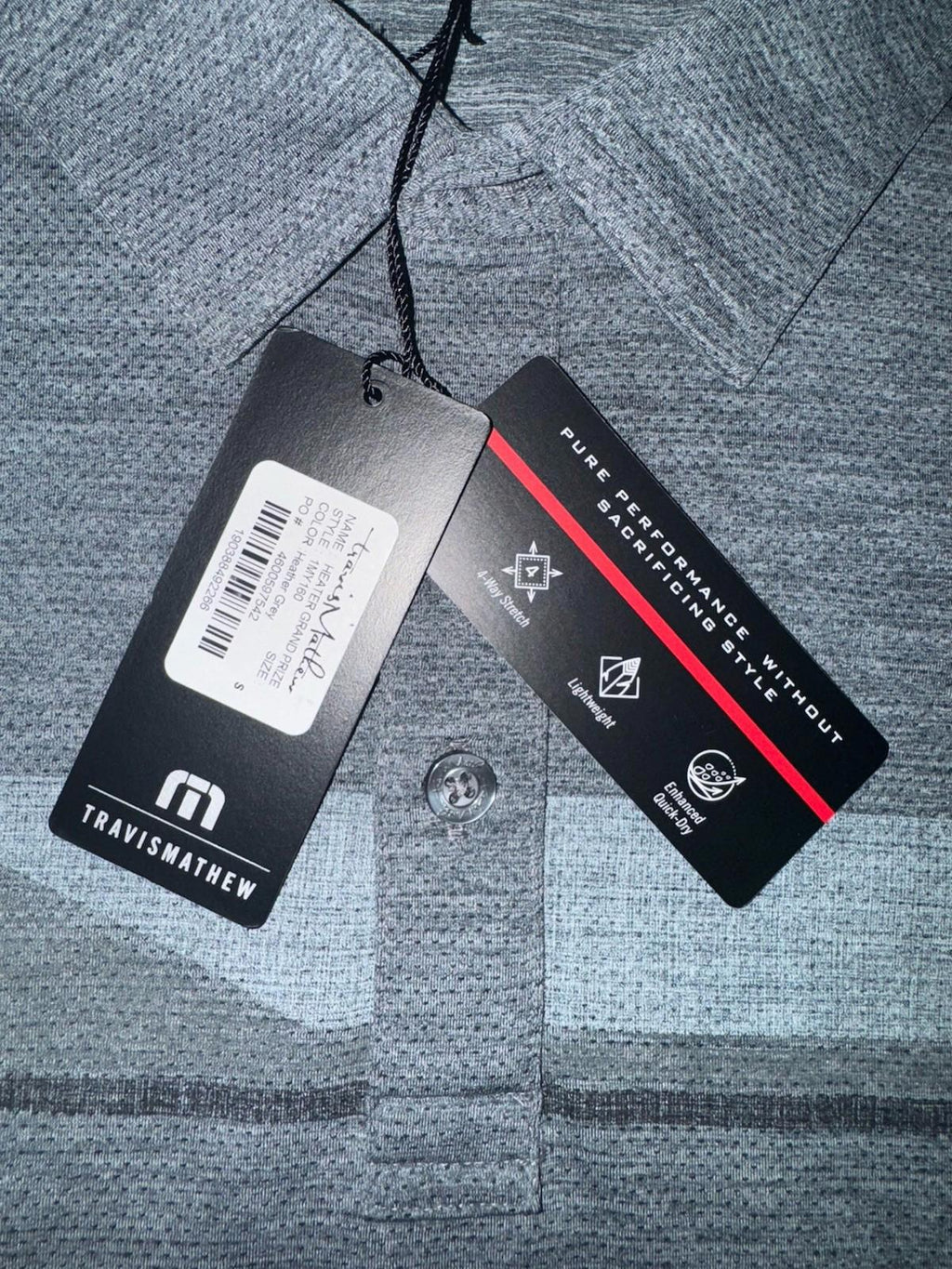 NEW Travis Mathew HEATER PRO golf polo shirt grey SMALL
