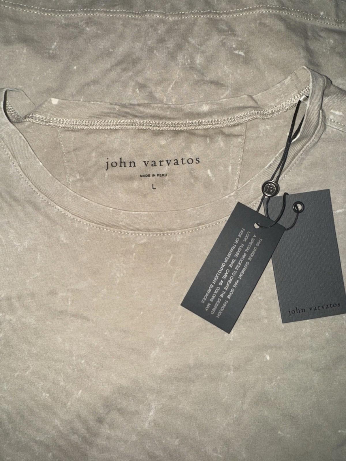 John Varvatos Men's Tan Enzo Marble Wash Crew-Neck Short Sleeve T-Shirt LG