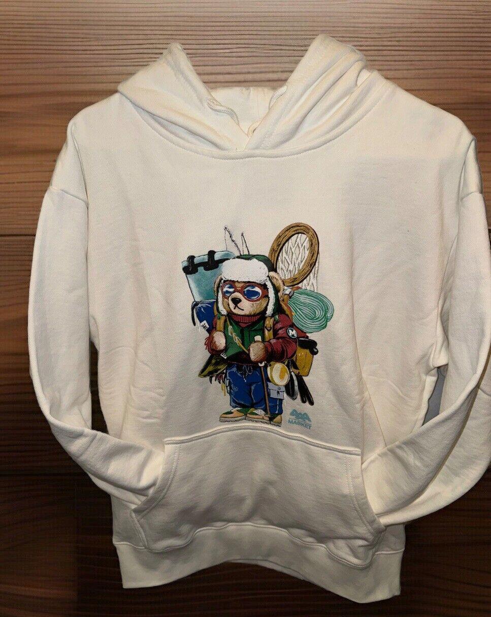 MARKET Brand White Ultralight BEAR Hoodie New Fall LARGE