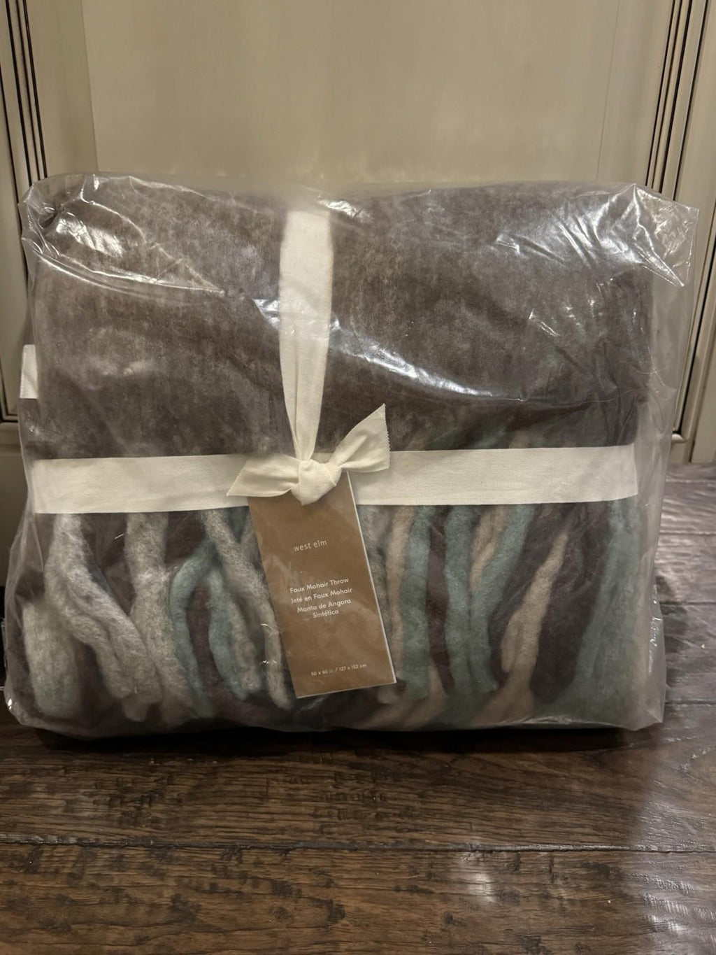 NEW West Elm Faux Mohair Framed Ombre Throw Blanket, 50 x 60 in Bordeaux