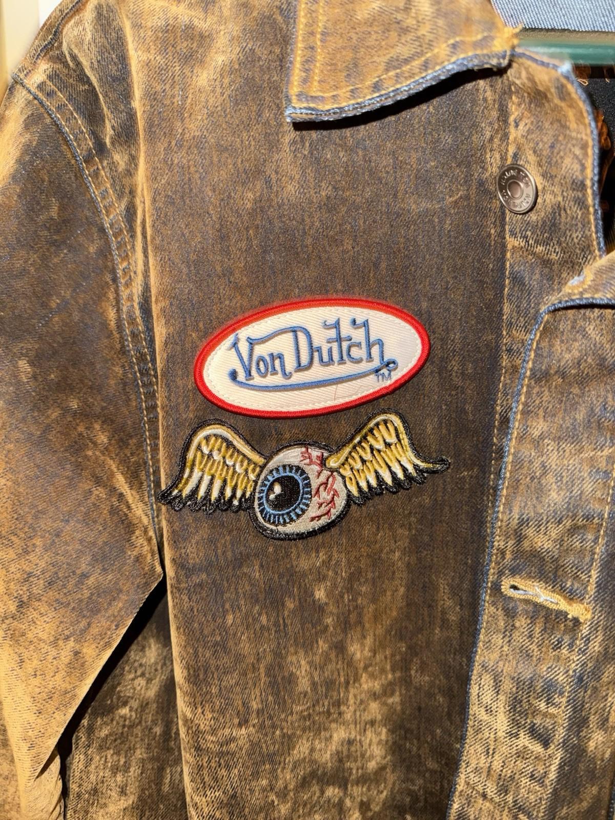 NEW Von Dutch Originals brown flocked chore denim jacket Medium NWT