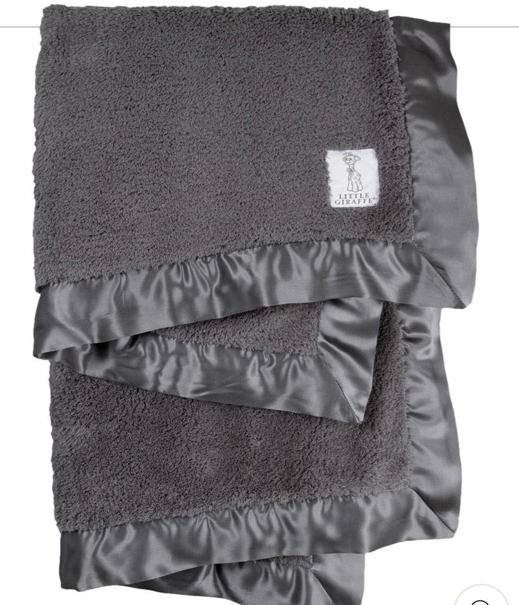 New LITTLE GIRAFFE Chenille Charcoal Baby Blanket Size 29"×35"
