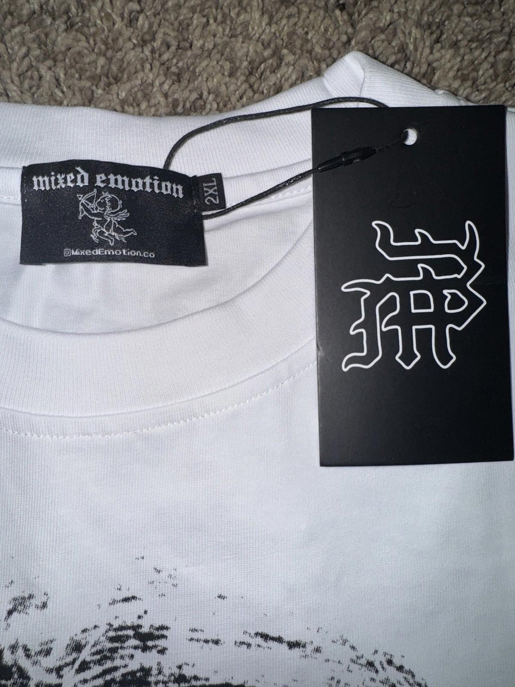 NEW Mixed Emotion White PEARL Cropped Tee Mens Streetwear High-Quality XXL
