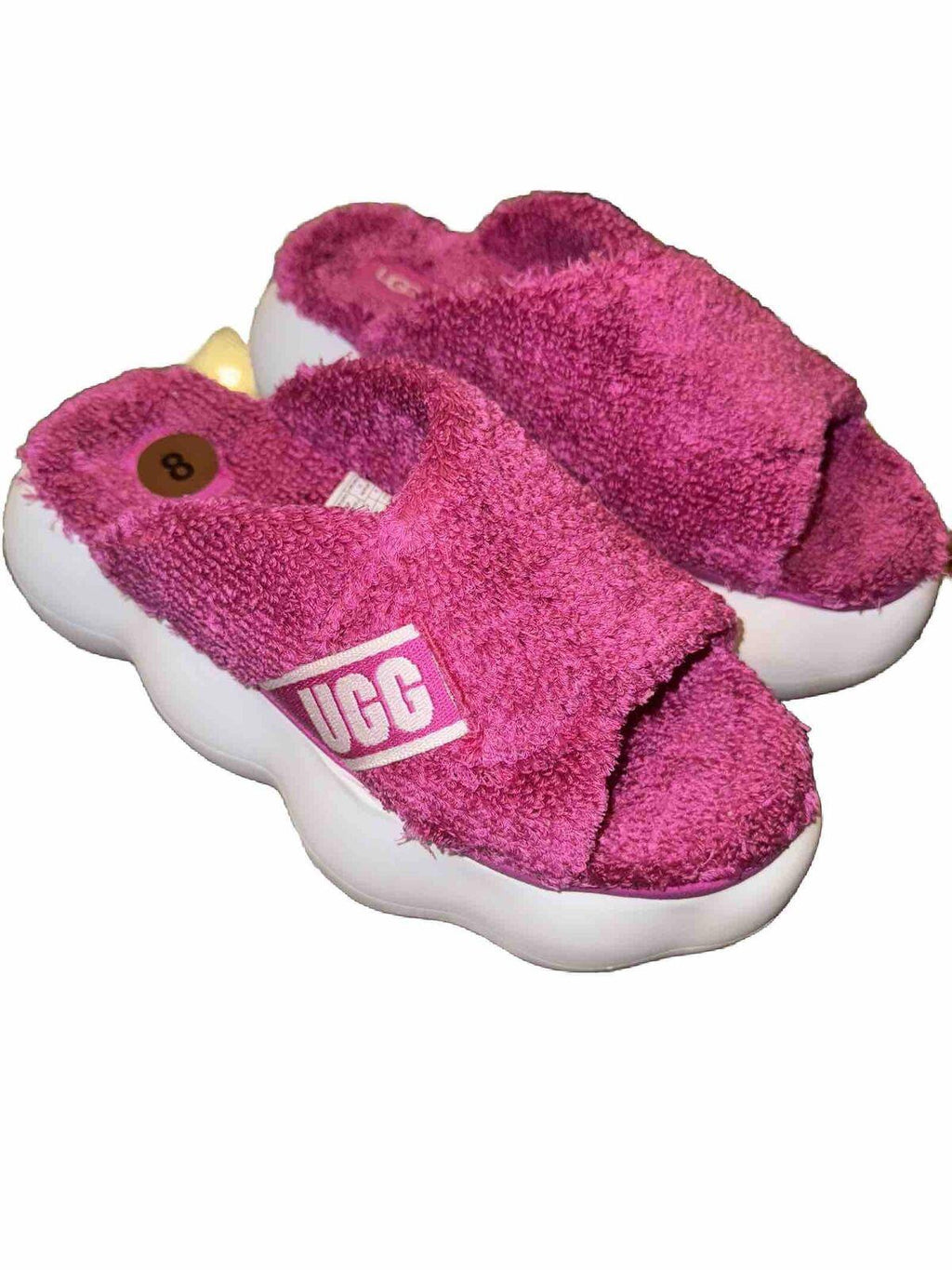 UGG SUGARCLOUD SLIDE Fuchsia TERRY PLATFORM SANDALS SZ US 8