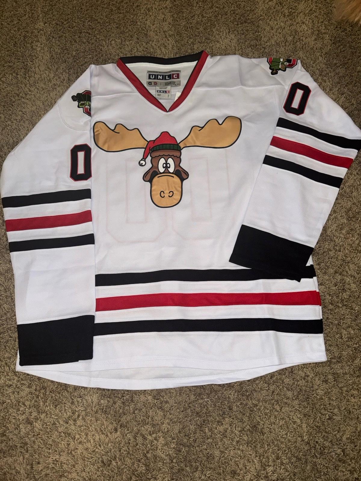 Christmas Vacation Marty Moose Griswold Hockey Jersey #00 Chicago Blackhawks  XL