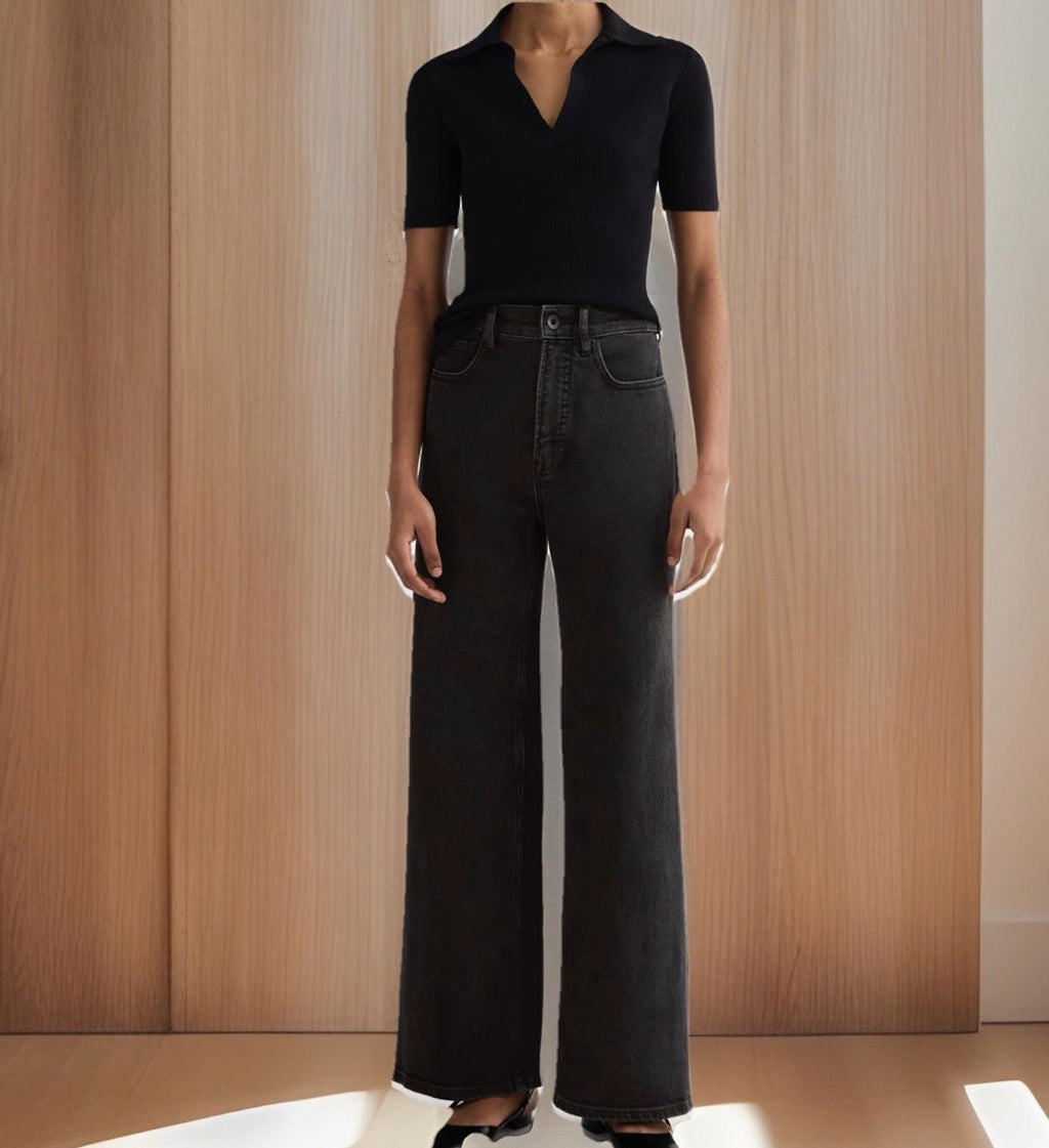 EVERLANE black Jeans Womens 28R Way-High Sailor Jean Wide Leg Stretch Denim NEW