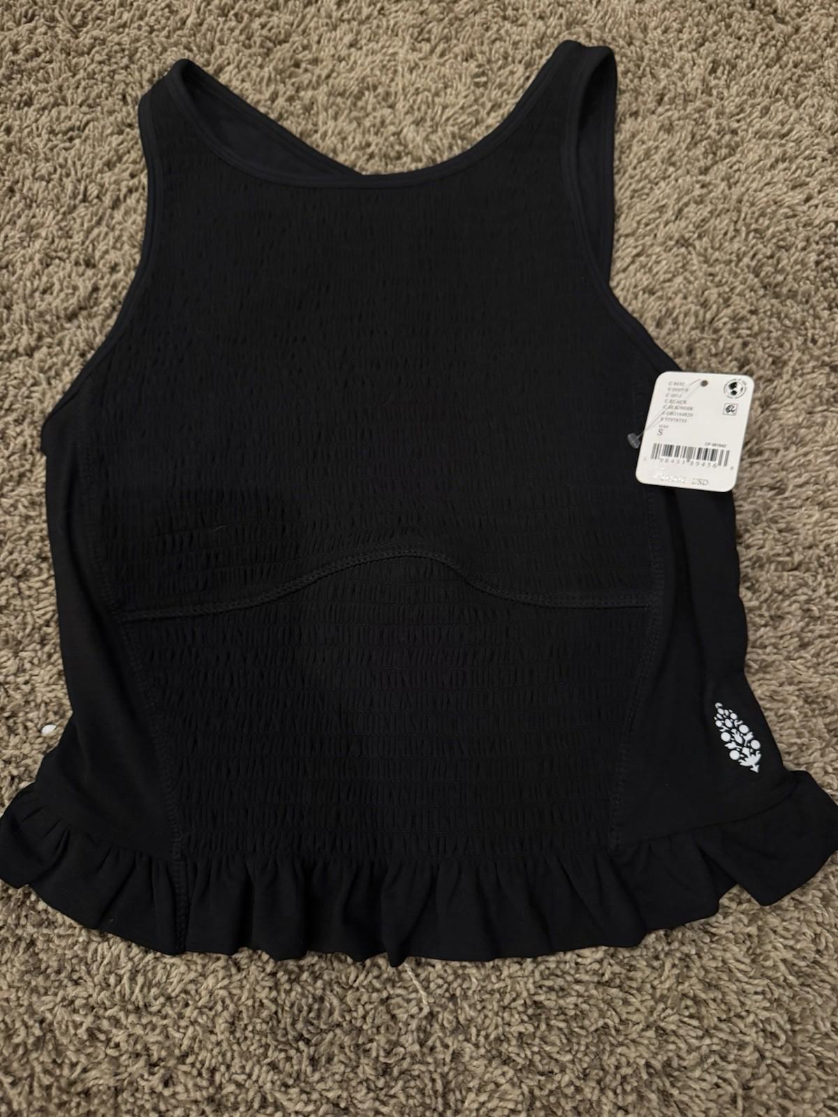 NWT FP MOVEMENT by FREE PEOPLE SMOCKIN HOT TANK TOP SMALL Black