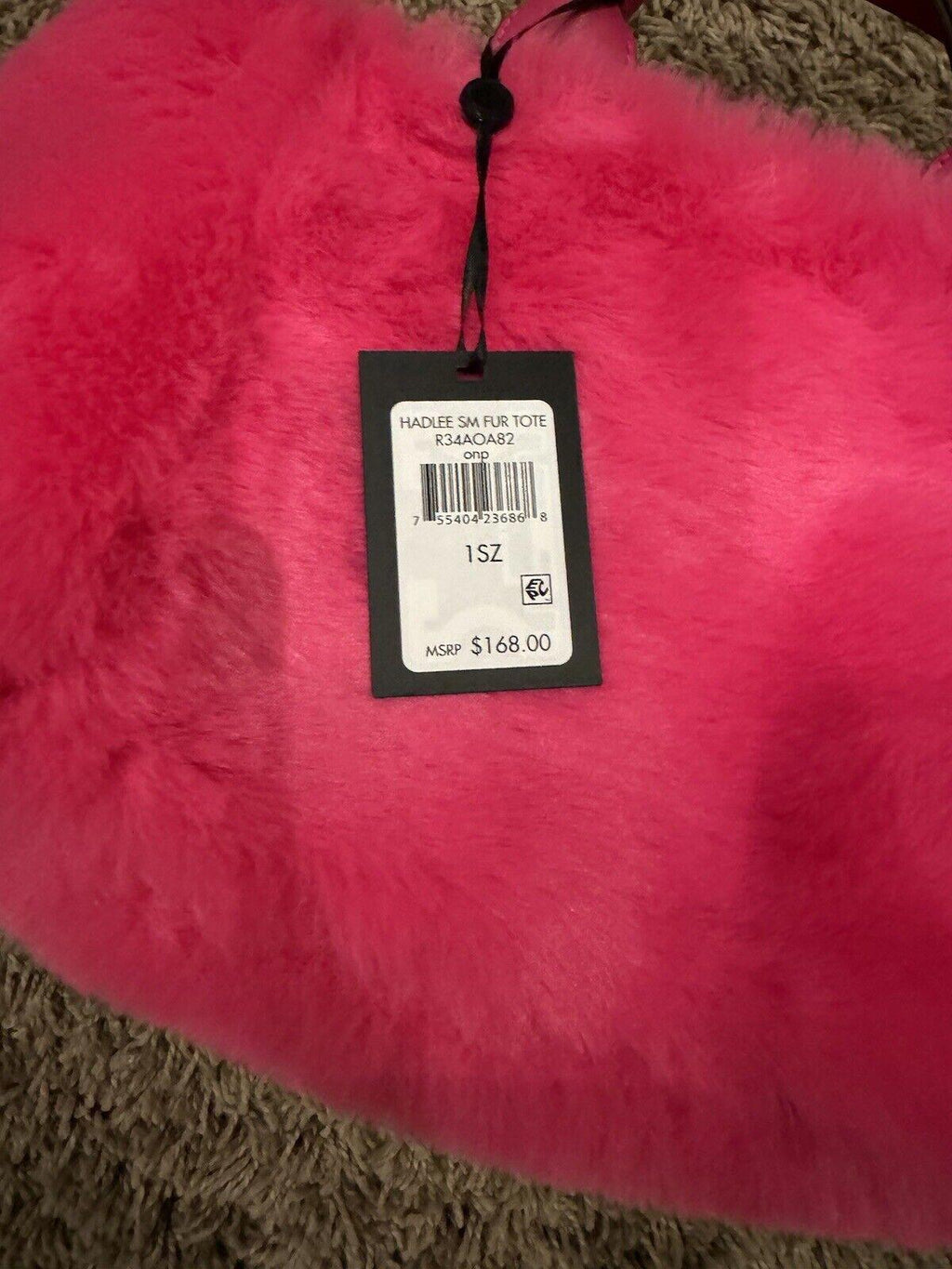 Pink DKNY Purse Handbag Satchel Fluffy Fur MSRP $148