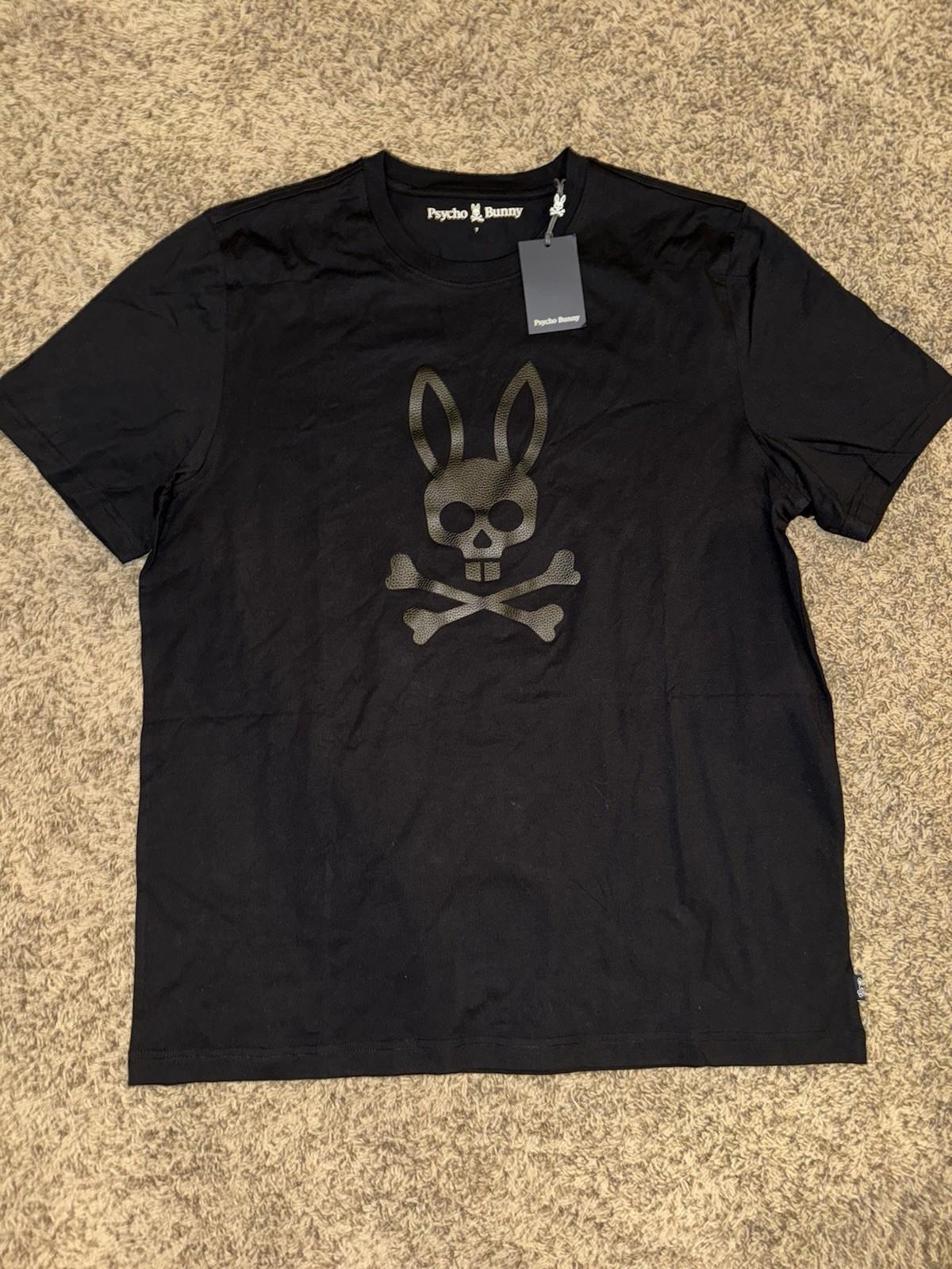 NEW Psycho Bunny Payson Leather Print Graphic Tee Black (B6U213E200 001) Sz 7