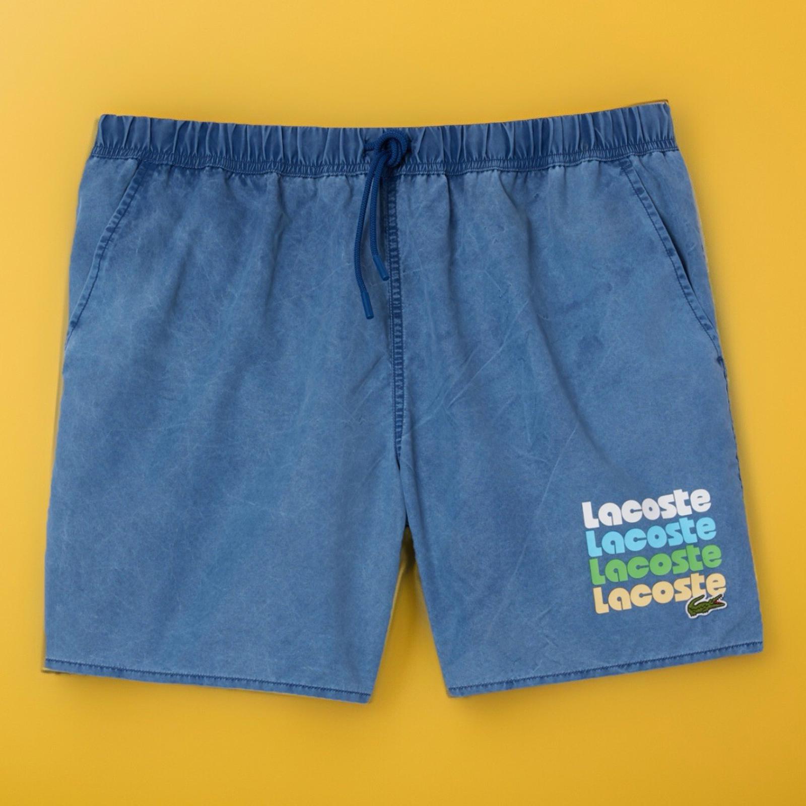 NEW! Medium Lacoste Men's Washed Effect Swim Trunks NWT