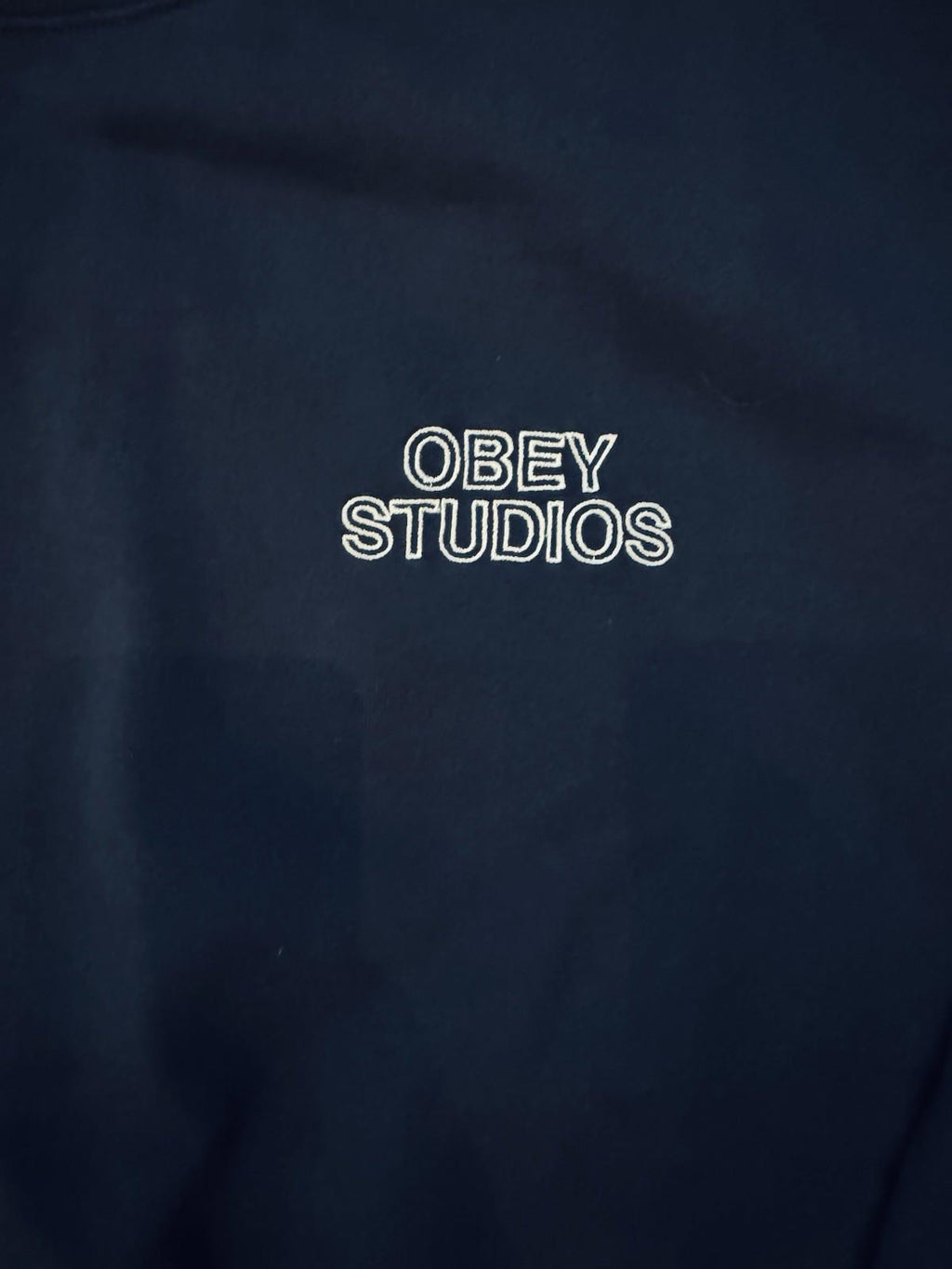 NEW! OBEY STUDIOS FADED CREW Navy Blue Size Medium