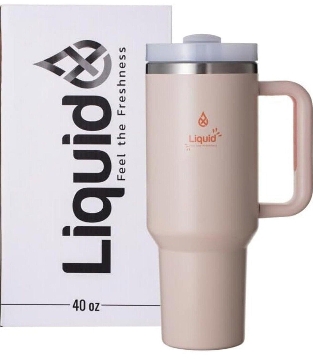 NEW! 40 Oz Tumbler With Handle And Straw Lid Leak Proof. Ivory Color NEW!