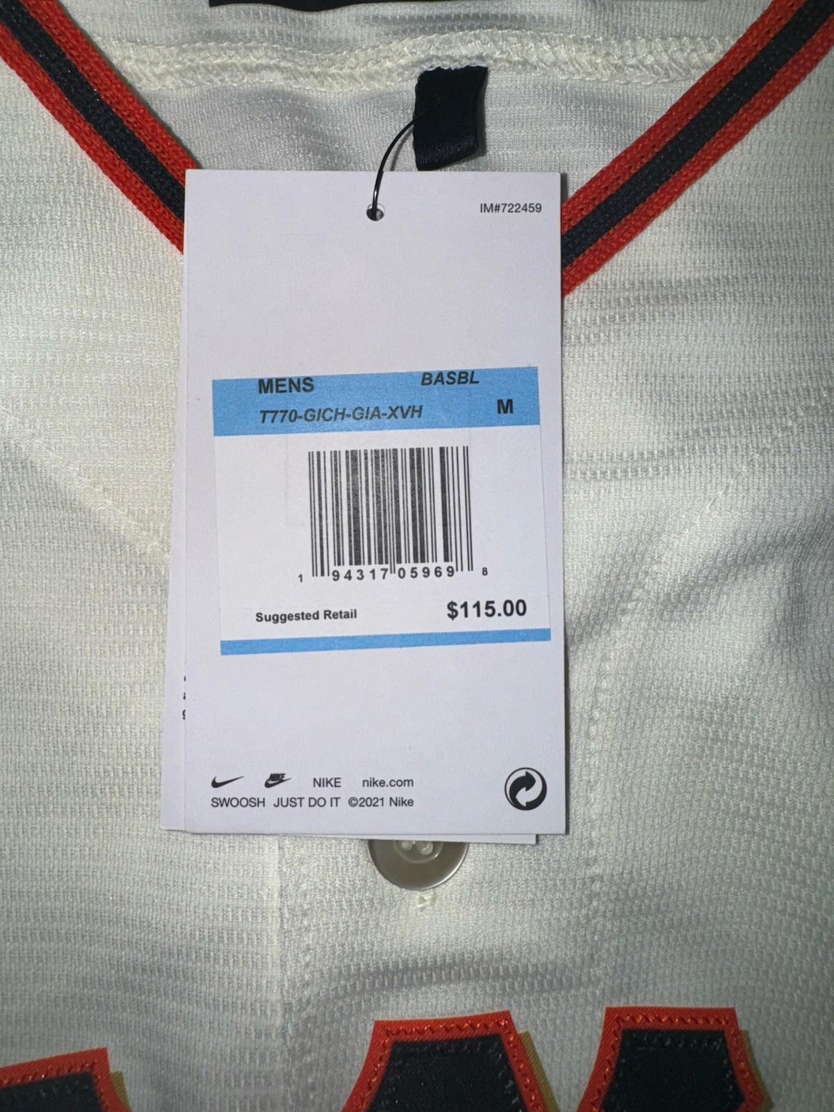 San Francisco Giants Blank Jersey MLB Home Men's Med Cream NWT