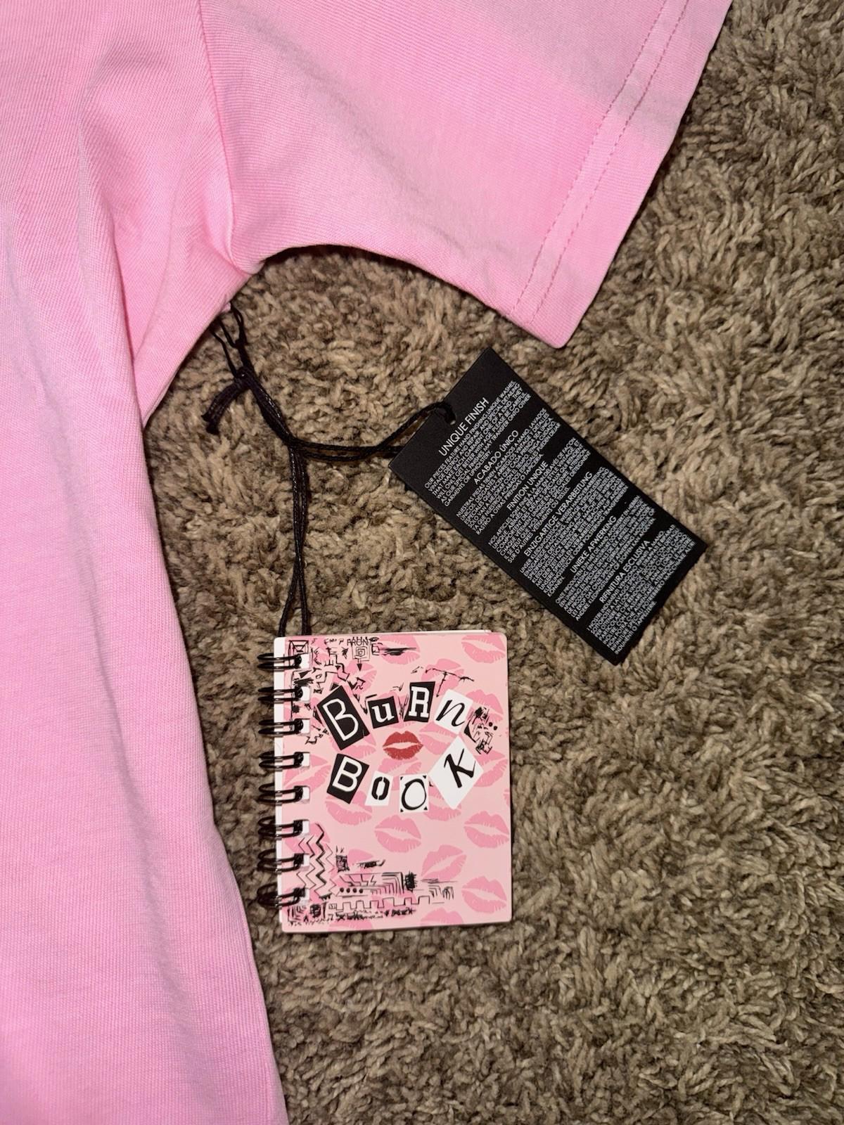 NEW! Mean Girls Shirt Adult SM On Wednesdays We Wear Pink W/ Burn Book NWT