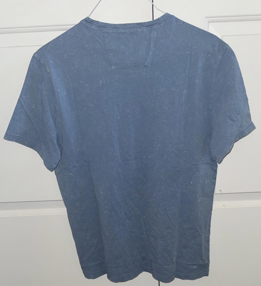NEW John Varvatos Men's Blue Enzo Marble Wash Crew-Neck Short Sleeve T-Shirt Med