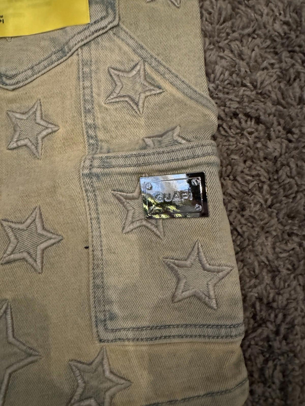 NEW! GUAPI 489OBSDS GUAPI STAR SHORTS NWT Size 38 Muted Yellow Sold out online