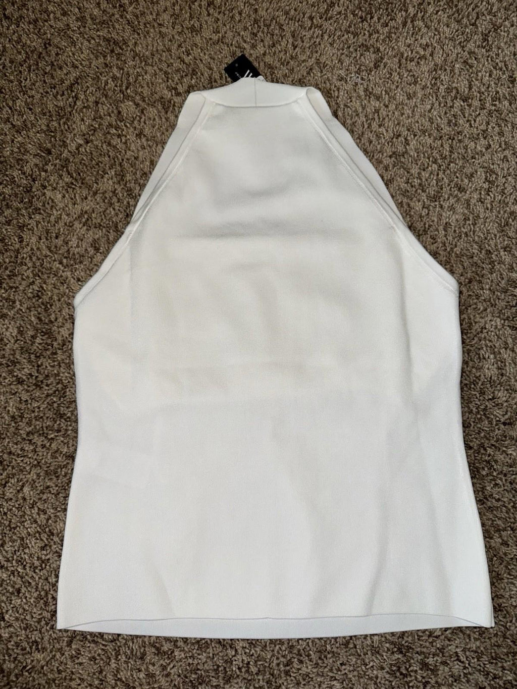 White House Black Market Ecru WHBM FORME™ Sculpt Stretch Sweater Halter Top SM