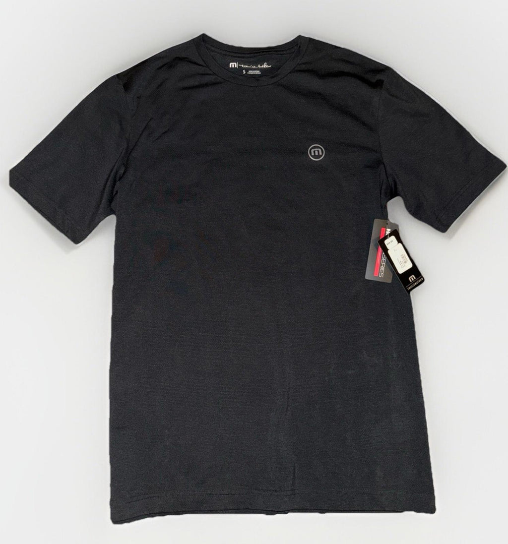 Travis Mathew Shirt Mens Small Black Scenic Vista Active Performance Tee NWT