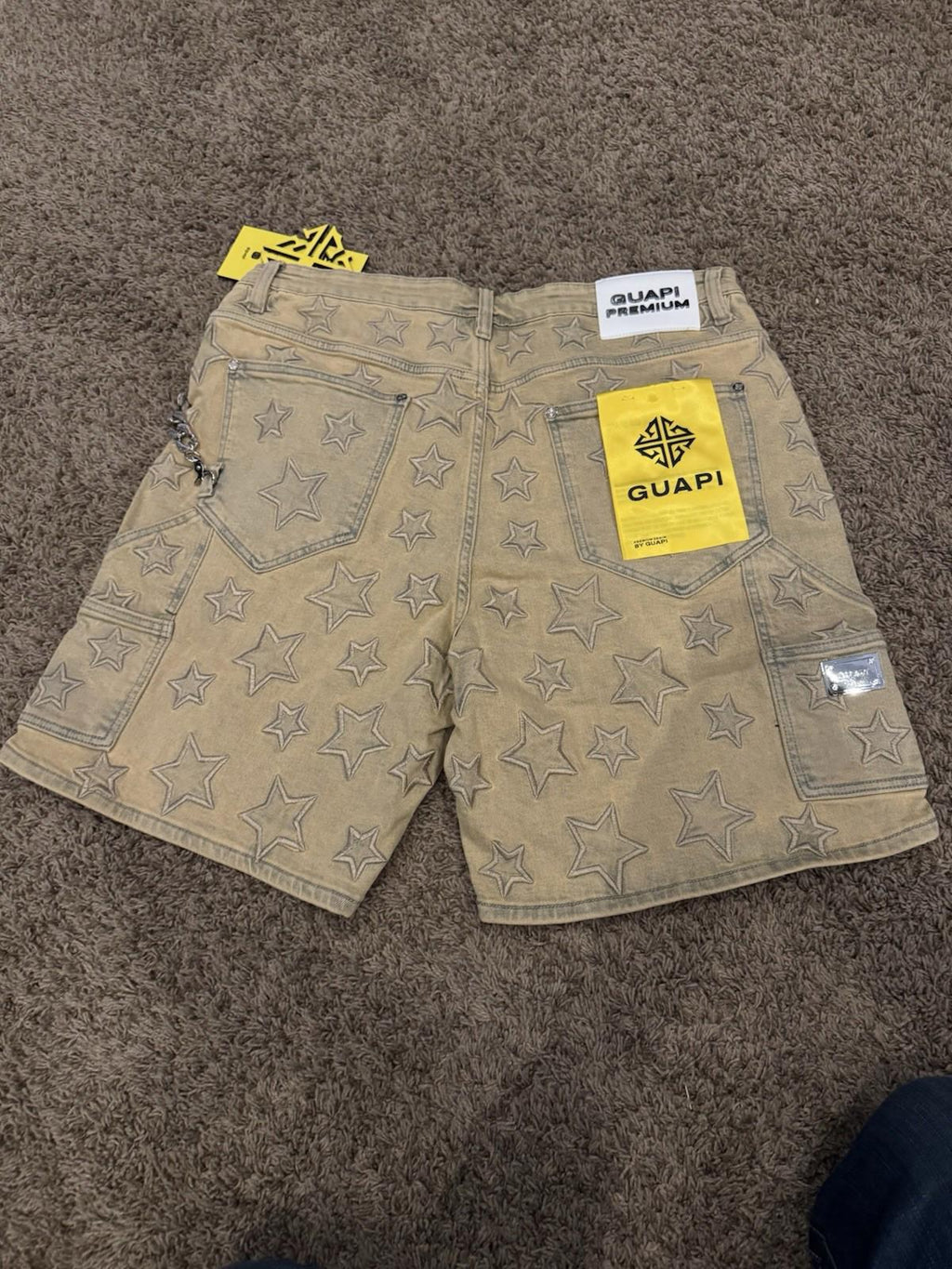 NEW! GUAPI 489OBSDS GUAPI STAR SHORTS NWT Size 38 Muted Yellow Sold out online