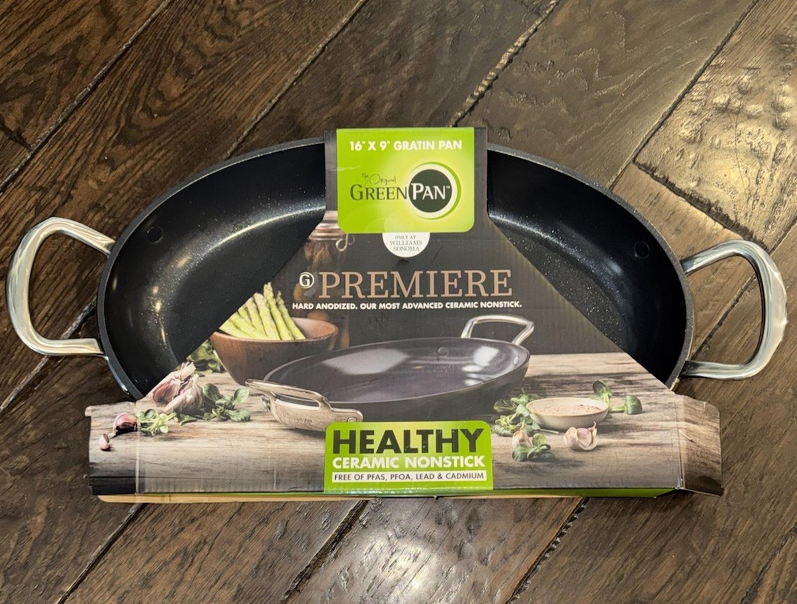 NEW GreenPan WILLIAMS SONOMA 16" x 9" Hard Anodized Ceramic Nonstick Gratin Pan