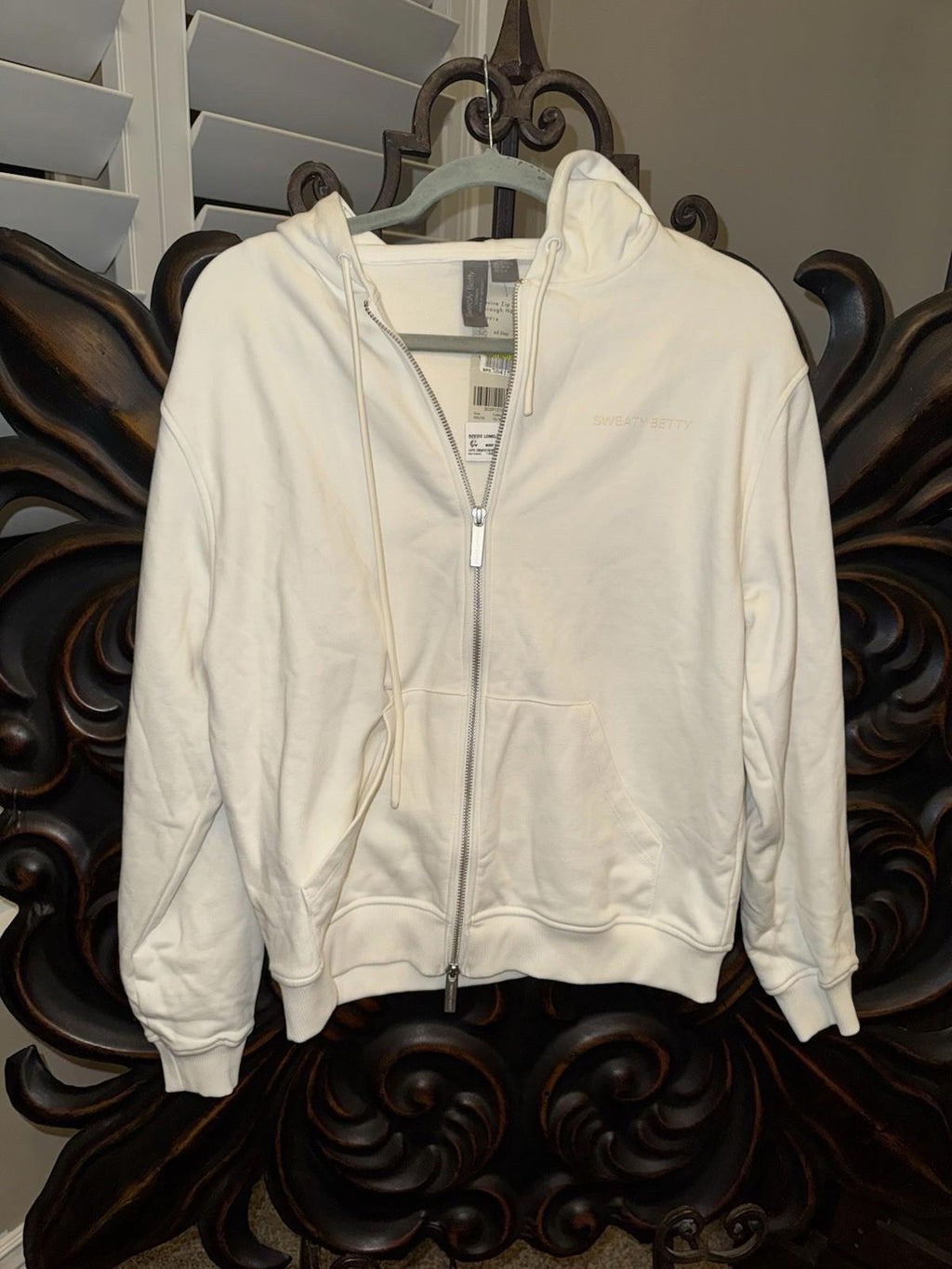 NWT Sweaty Betty Revive Zip Through Hoody in the Lily White color XS NEW!