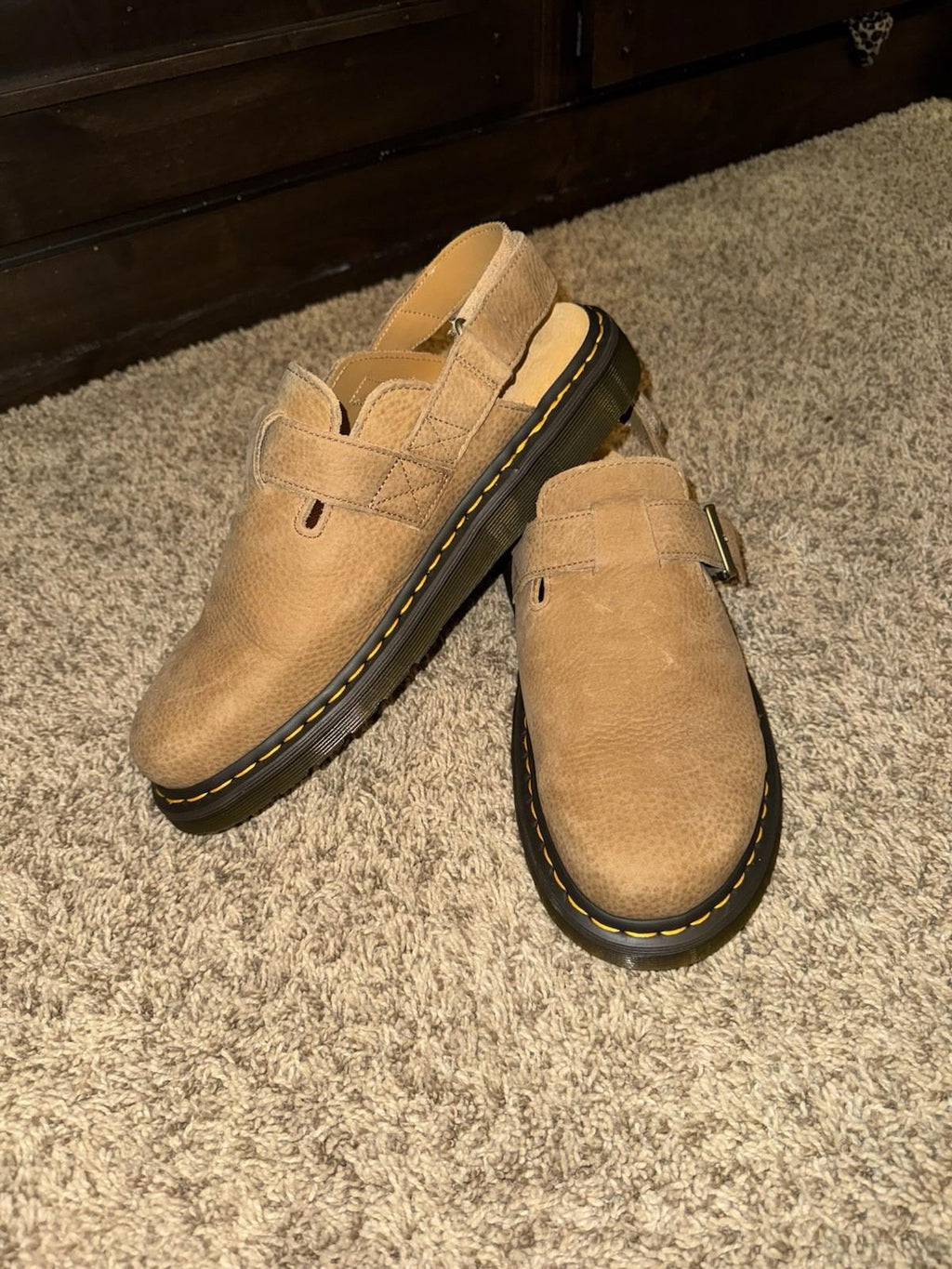 Dr Martens Jorge II Tumbled Nubuck Savannah Tan Leather Slingback Mules Sz 12