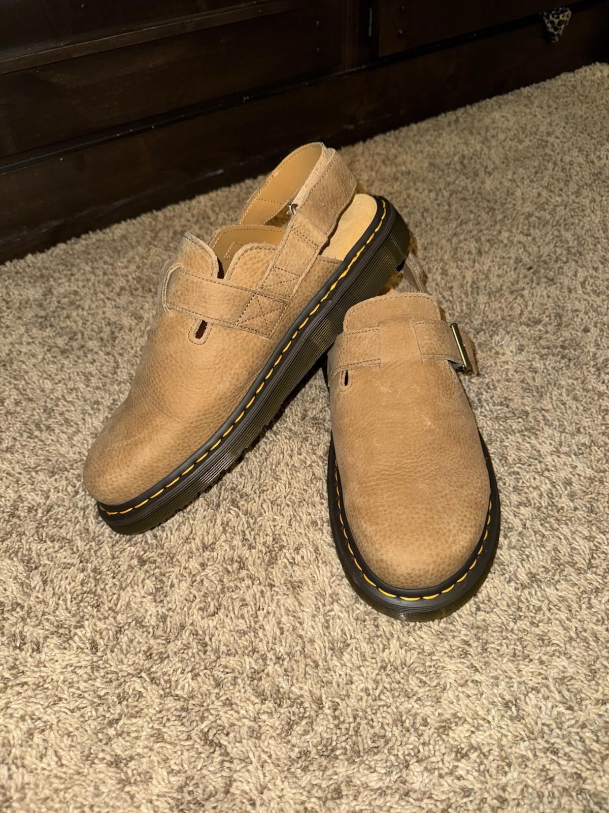 Dr Martens Jorge II Tumbled Nubuck Savannah Tan Leather Slingback Mules Sz 12