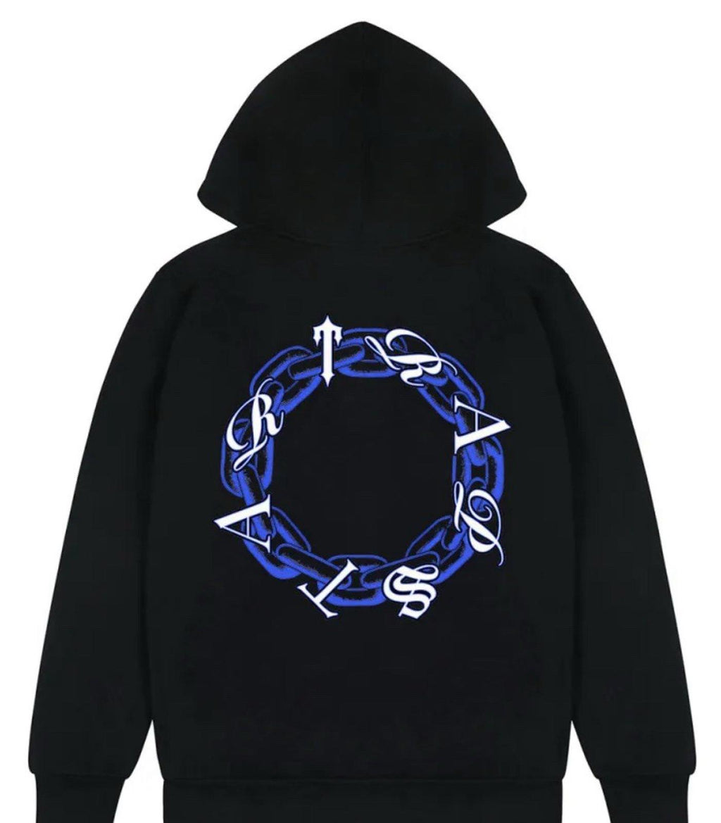 Trapstar Chain Script Hoodie Black/ice Blue Men’s small NWOT