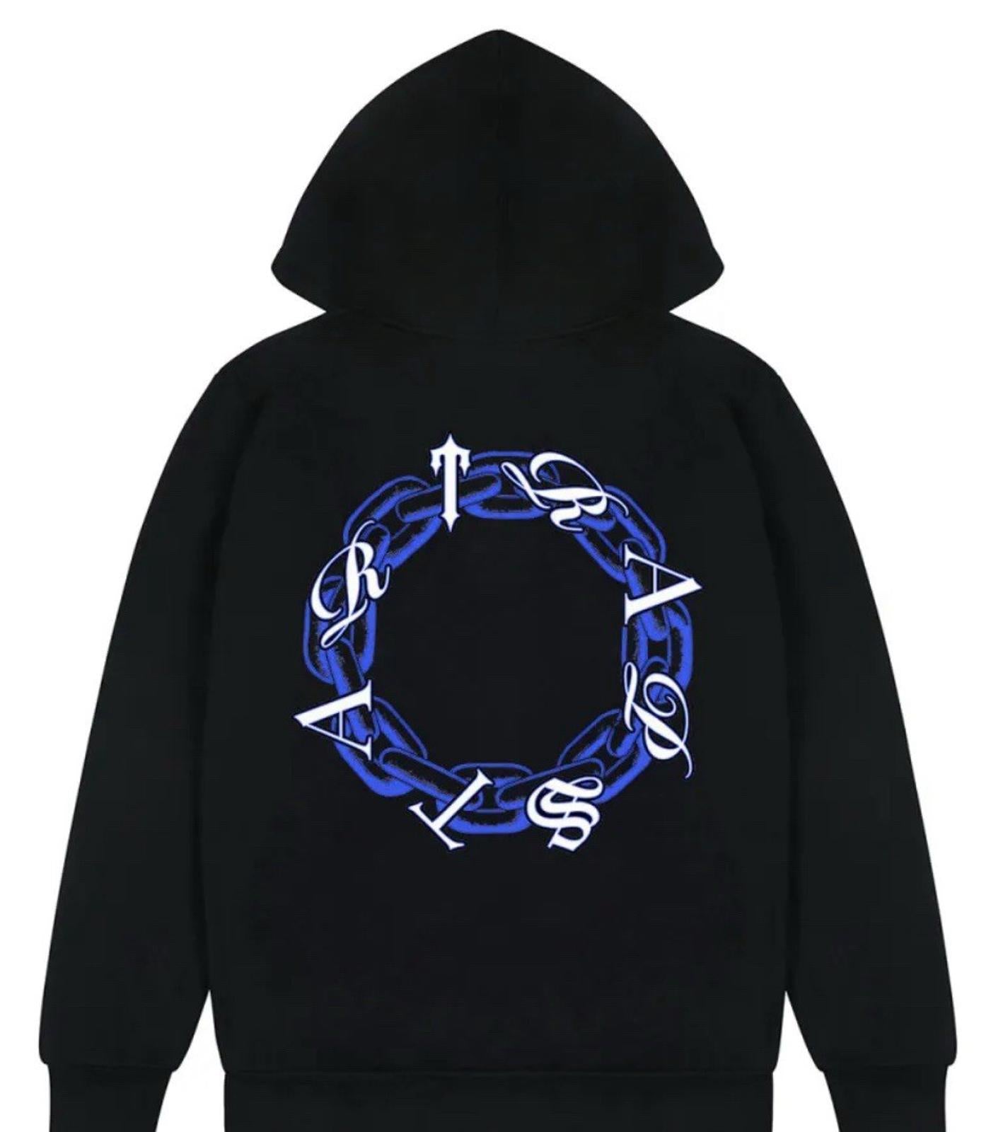 Trapstar Chain Script Hoodie Black/ice Blue Men’s small NWOT