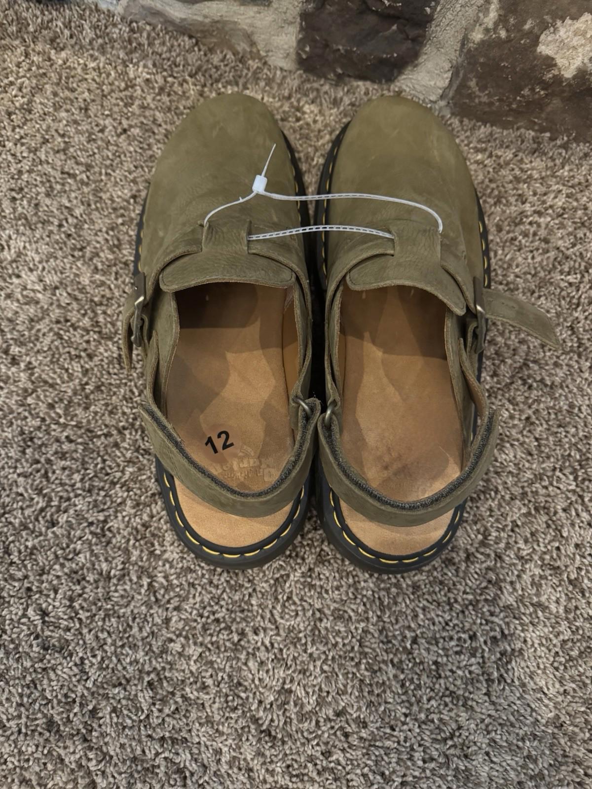 Dr. Martens Jorge II Nubuck Slingback Platform Mules Muted Olive Men’s Size 12
