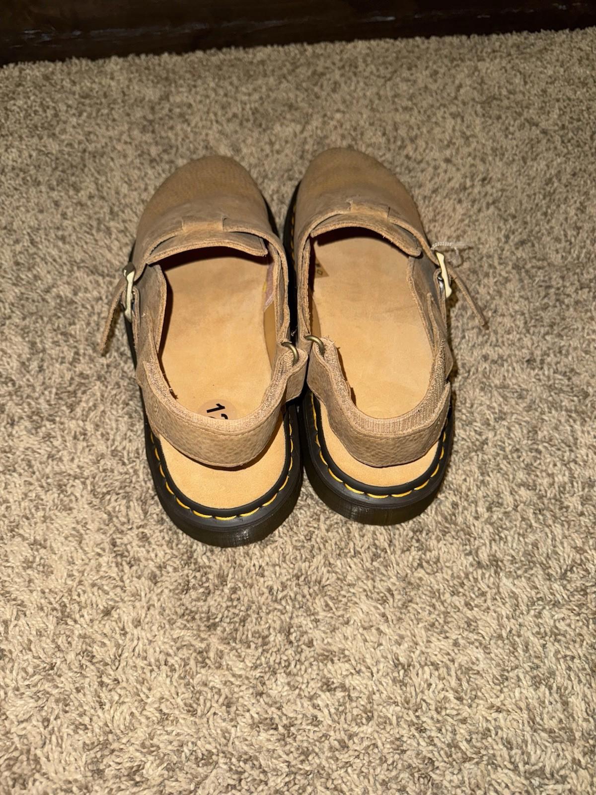 Dr Martens Jorge II Tumbled Nubuck Savannah Tan Leather Slingback Mules Sz 12
