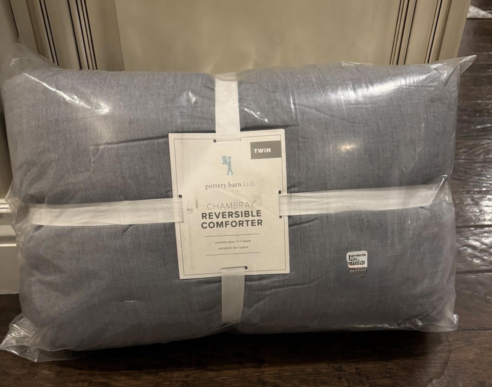 NEW Pottery Barn Kids Chambray Reversible Comforter ~ Twin ~ Blue NWT