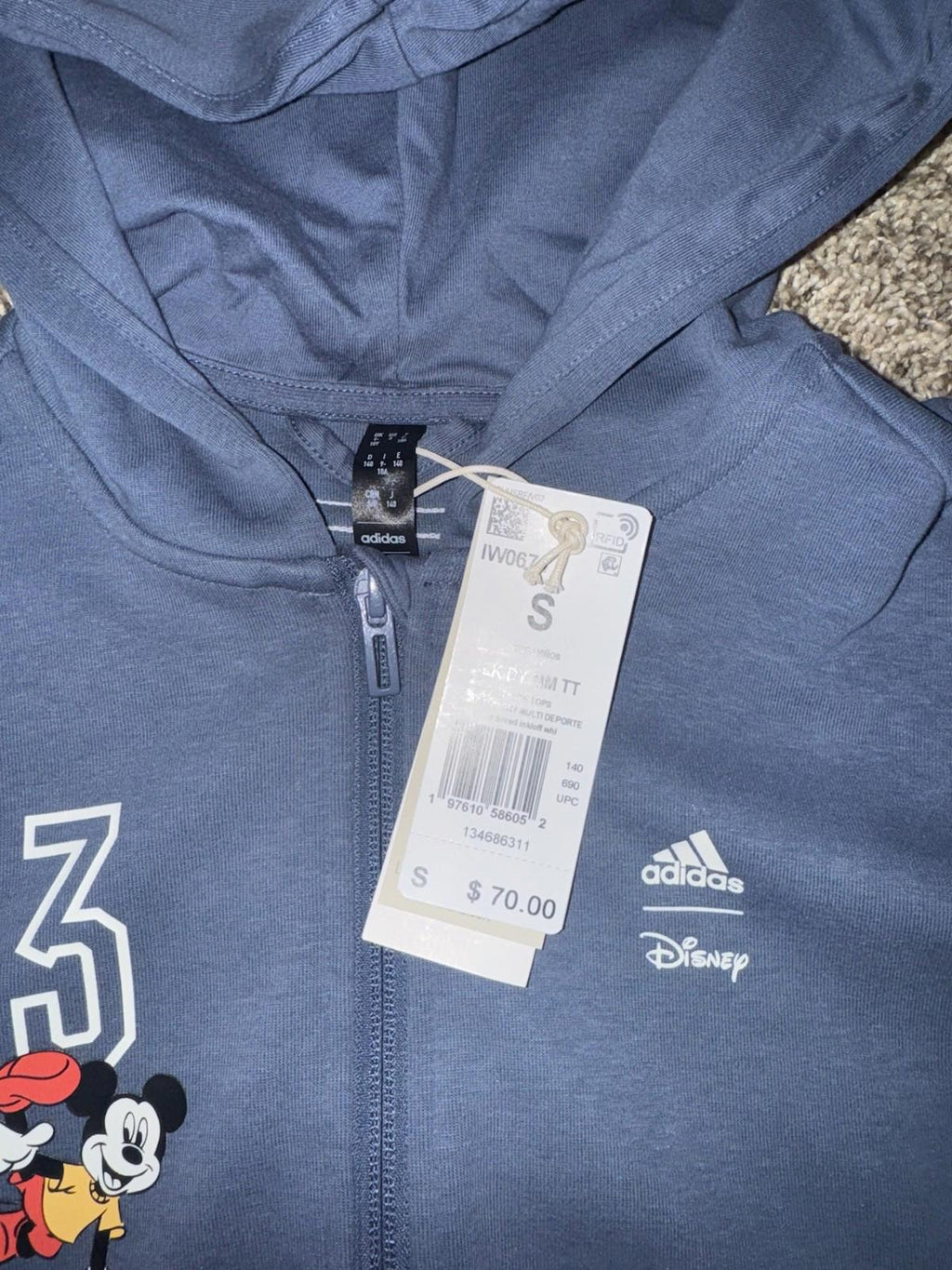 NEW! adidas kids ADIDAS DISNEY MICKEY MOUSE Zip-up Jacket HOODIE NWT