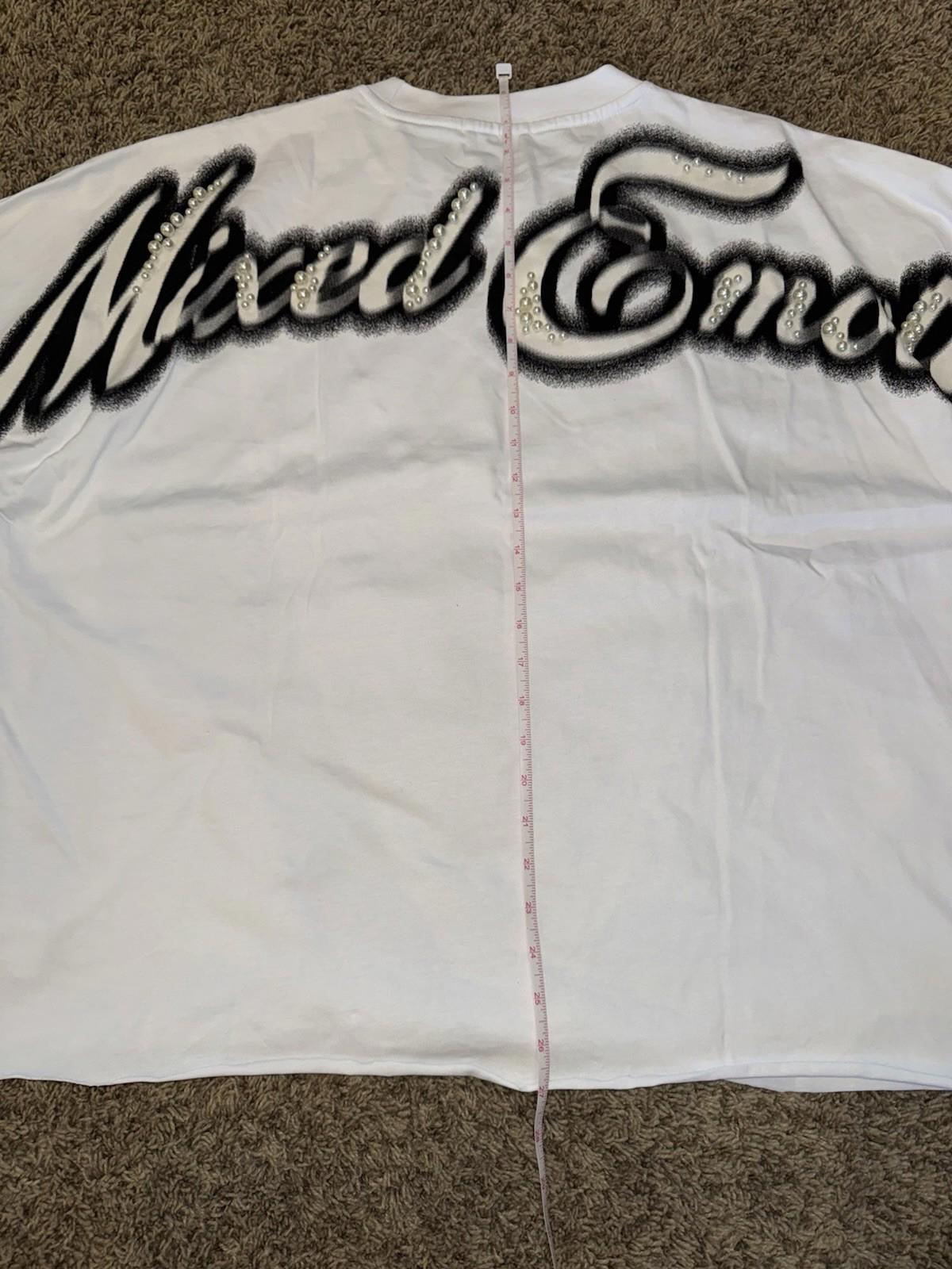NEW Mixed Emotion White PEARL Cropped Tee Mens Streetwear High-Quality XXL